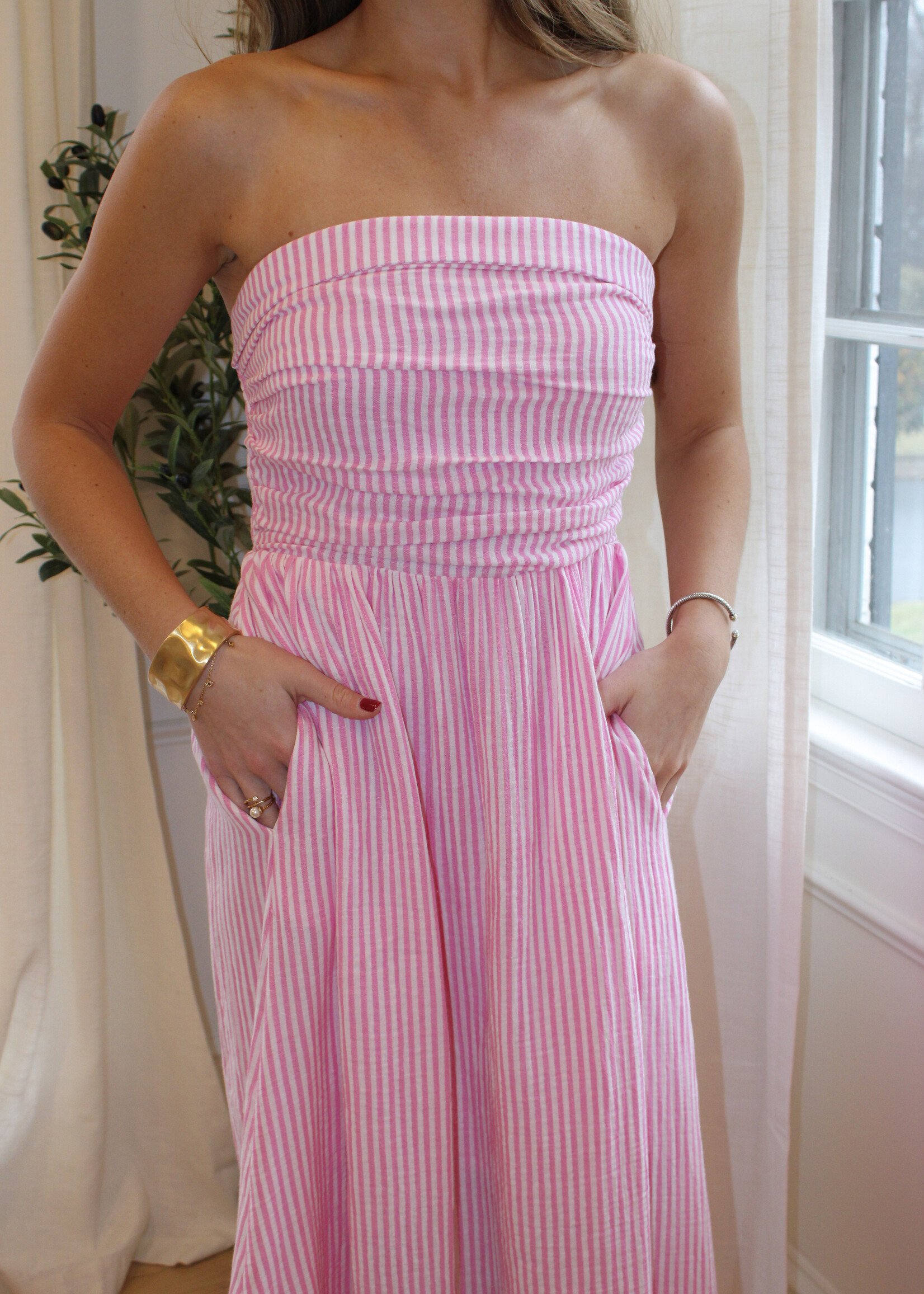 Audra Gauze Stripe Maxi Dress
