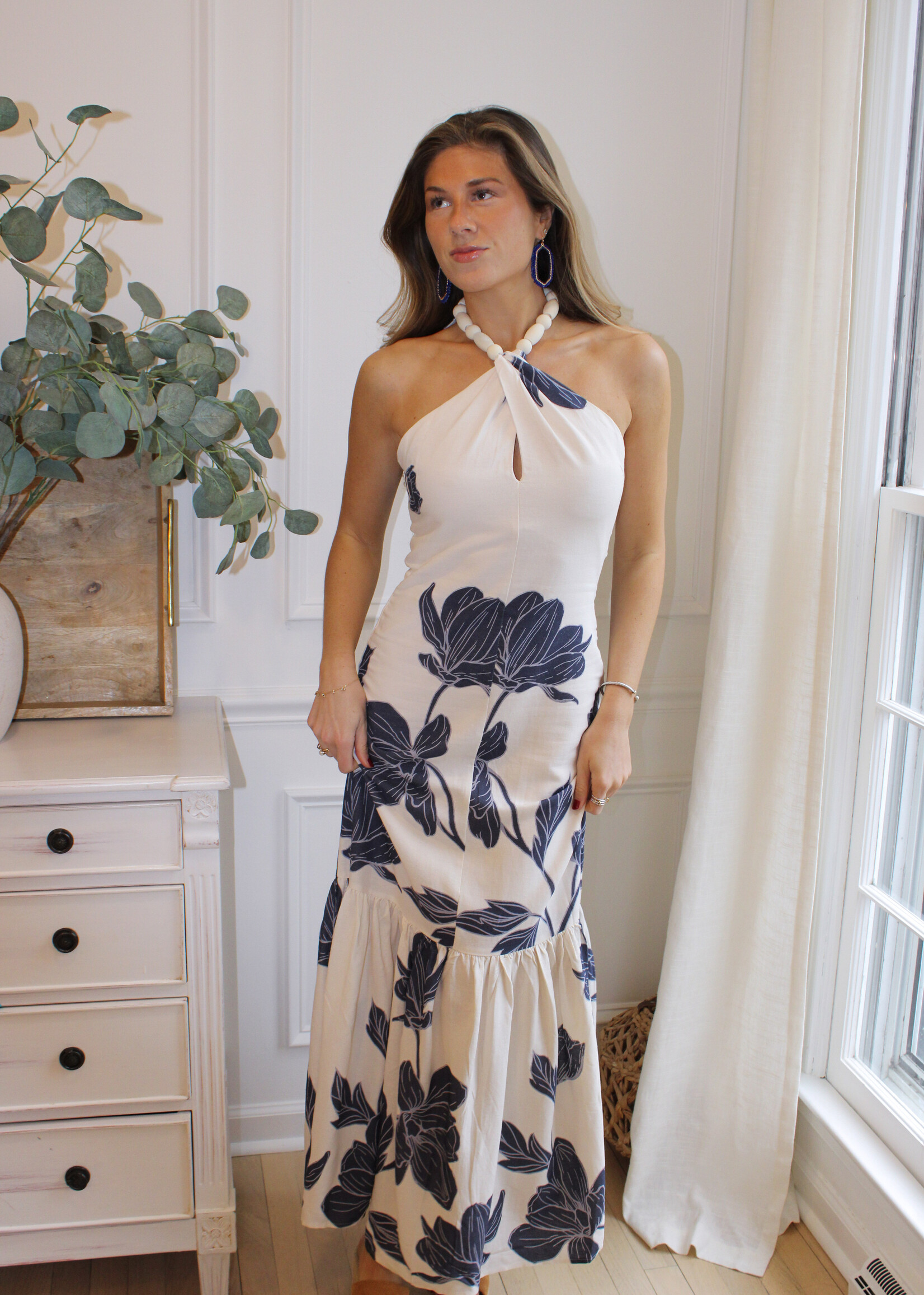 Bello Bead Halter Maxi Dress