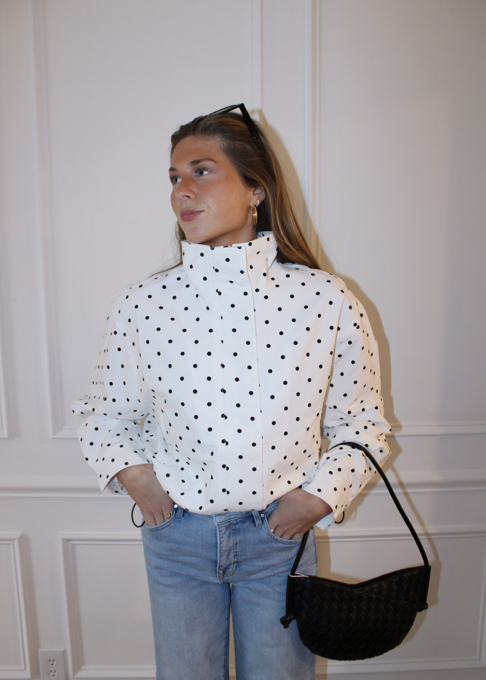 Breeze High Neck Polka Dot Pullover Jacket