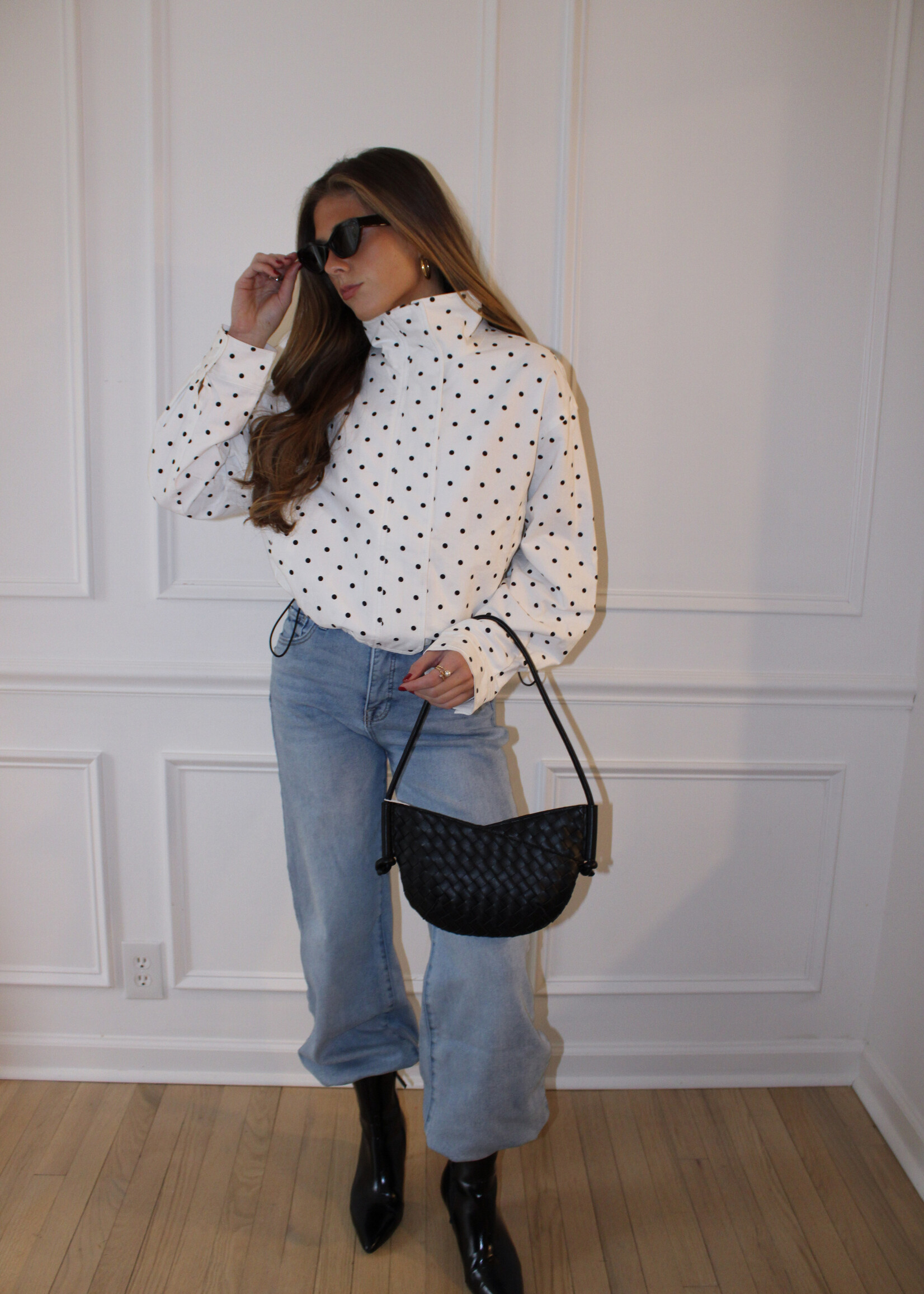 Breeze High Neck Polka Dot Pullover Jacket