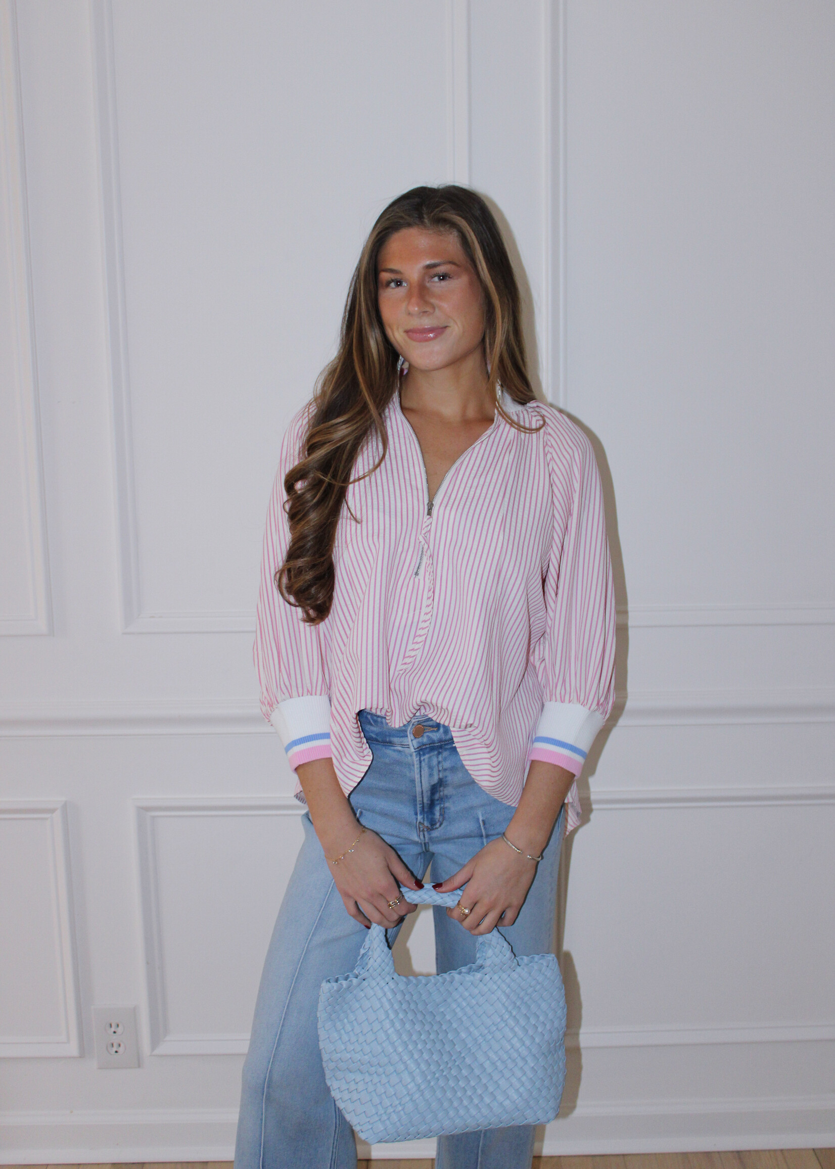 Mollie Striped 3/4 Sleeve Top