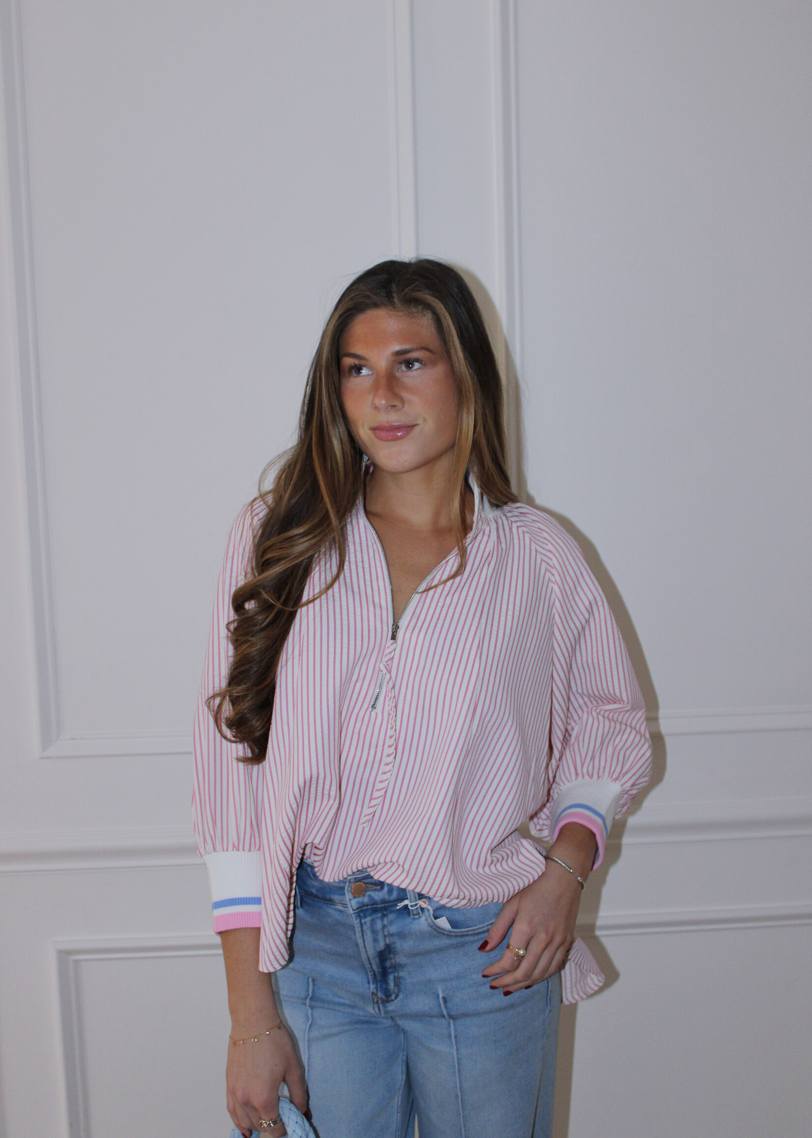 Mollie Striped 3/4 Sleeve Top