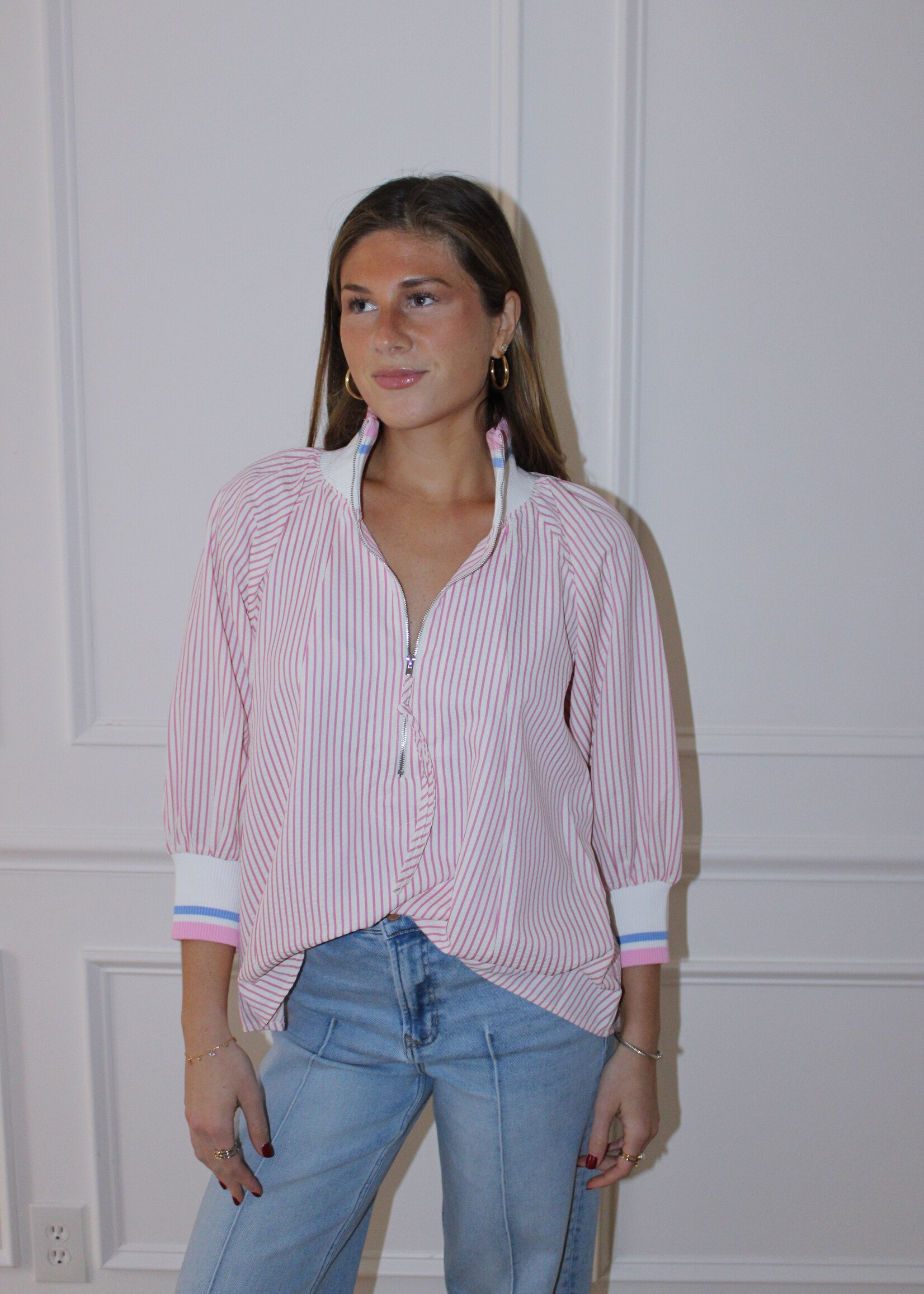 Mollie Striped 3/4 Sleeve Top