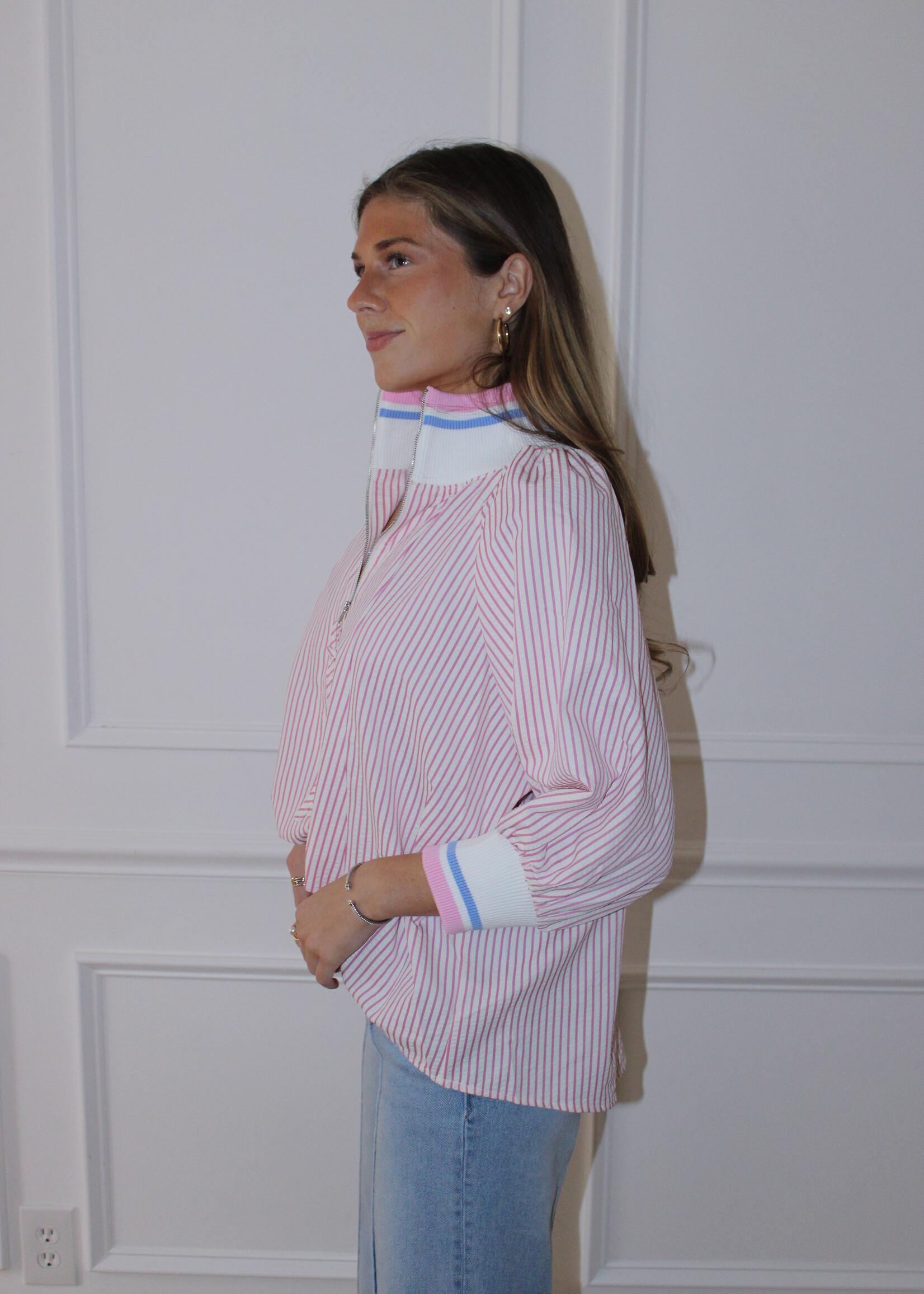 Mollie Striped 3/4 Sleeve Top