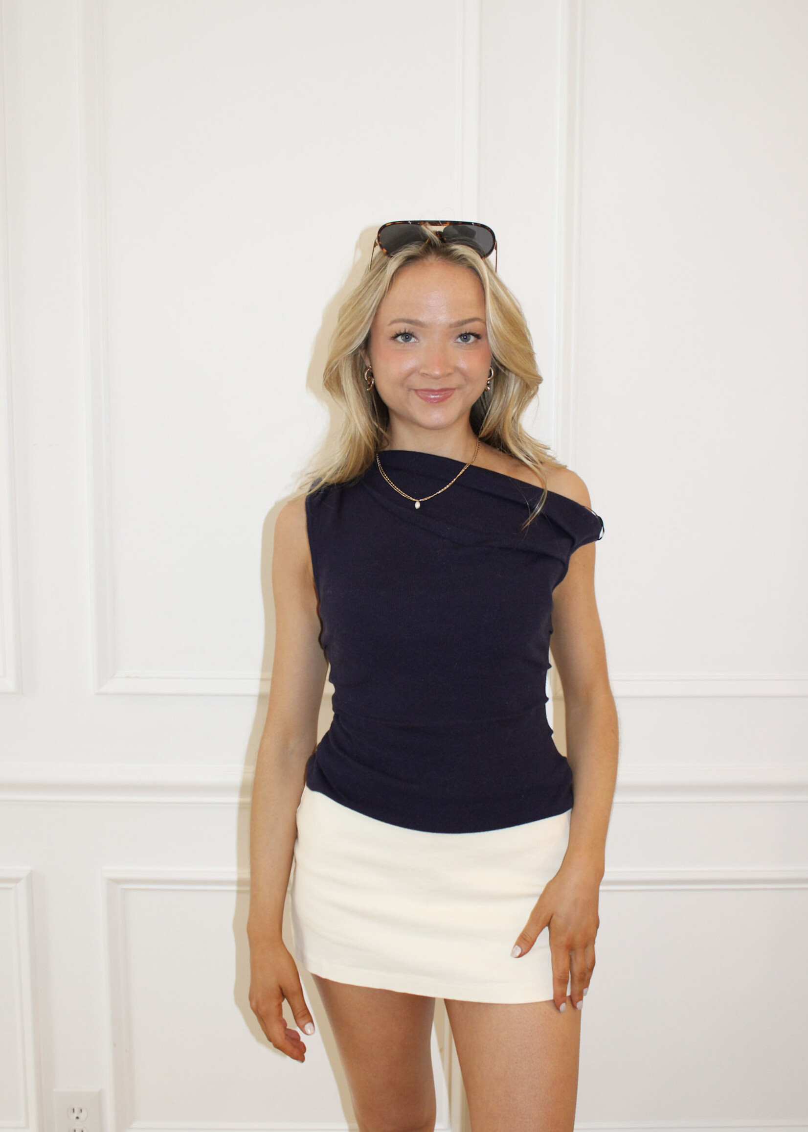 Angeline Asymmetrical Neck Sweater Top