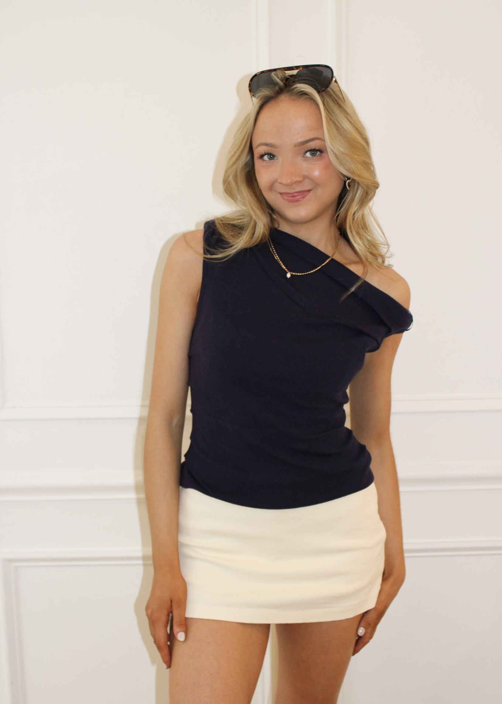 Angeline Asymmetrical Neck Sweater Top