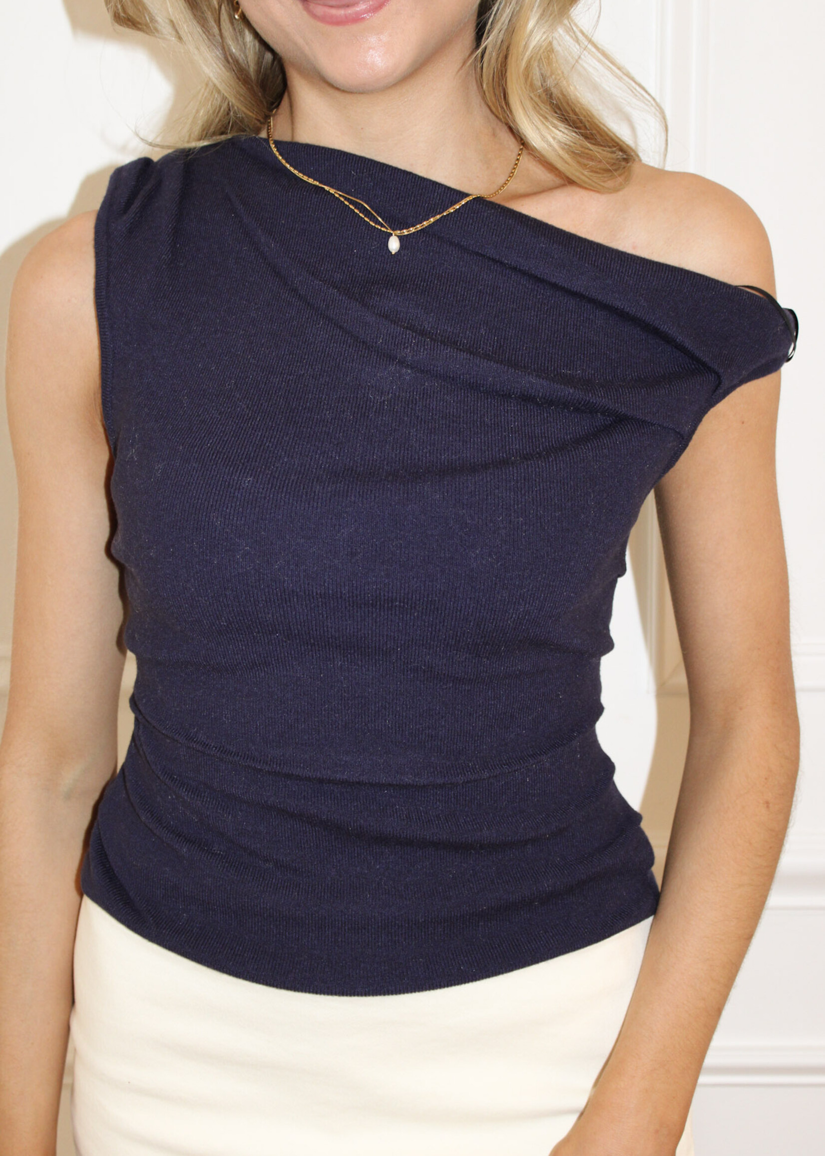 Angeline Asymmetrical Neck Sweater Top