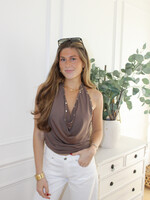 Lilou Cowl Neck Stud Top