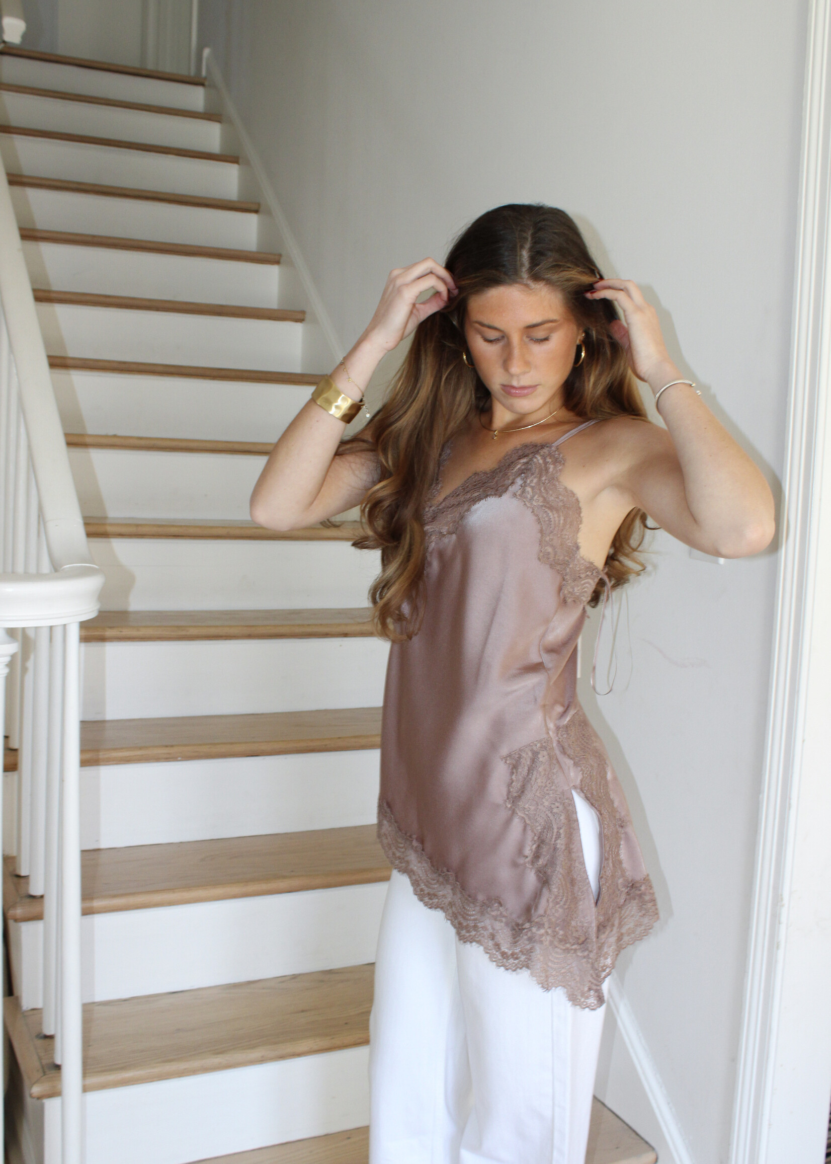 Aviva Asymmetric Lace Cami Top