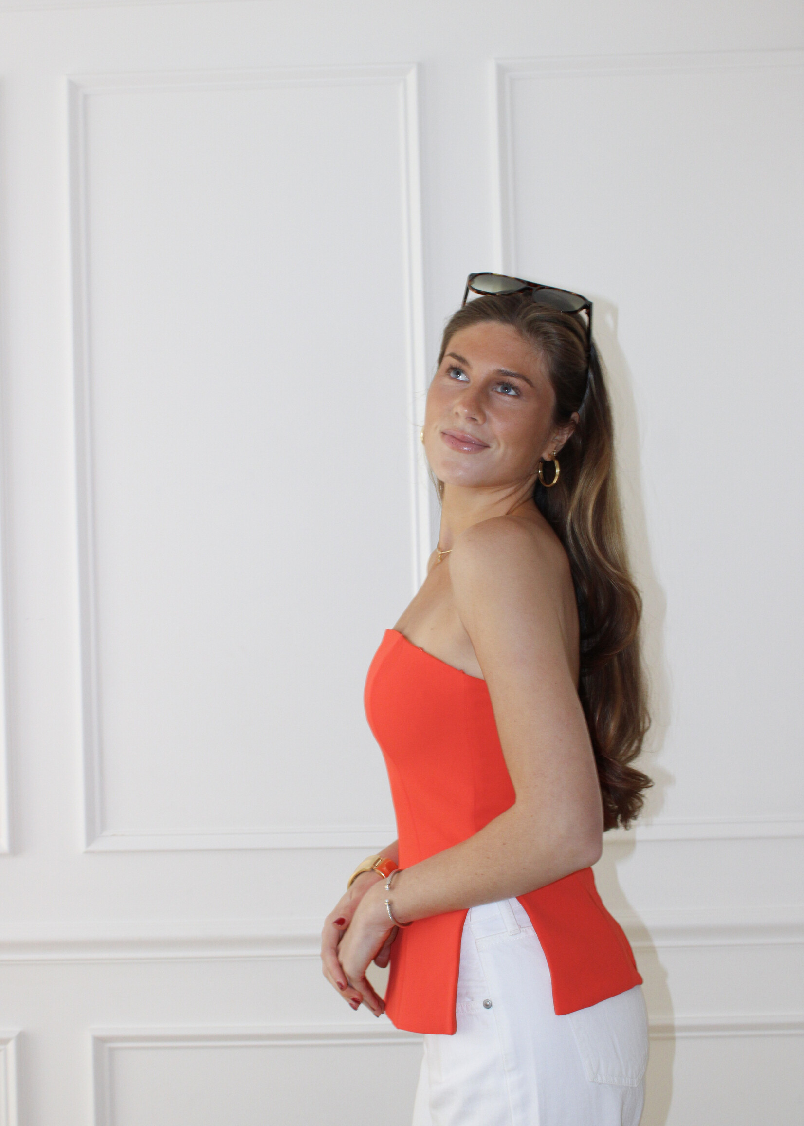 Laina Structured Peplum Strapless Top