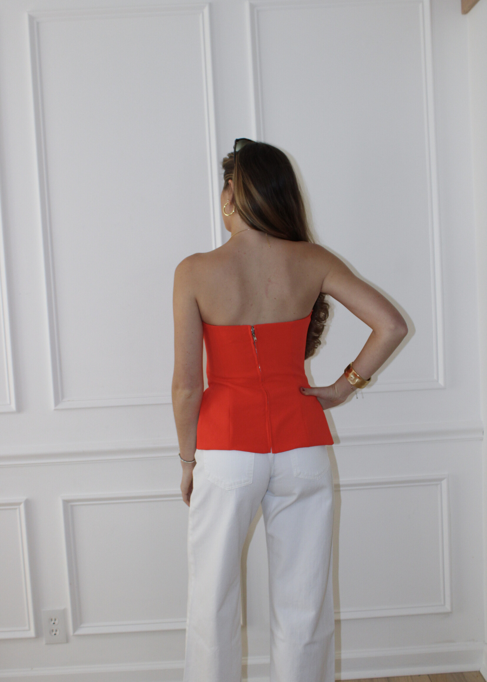 Laina Structured Peplum Strapless Top