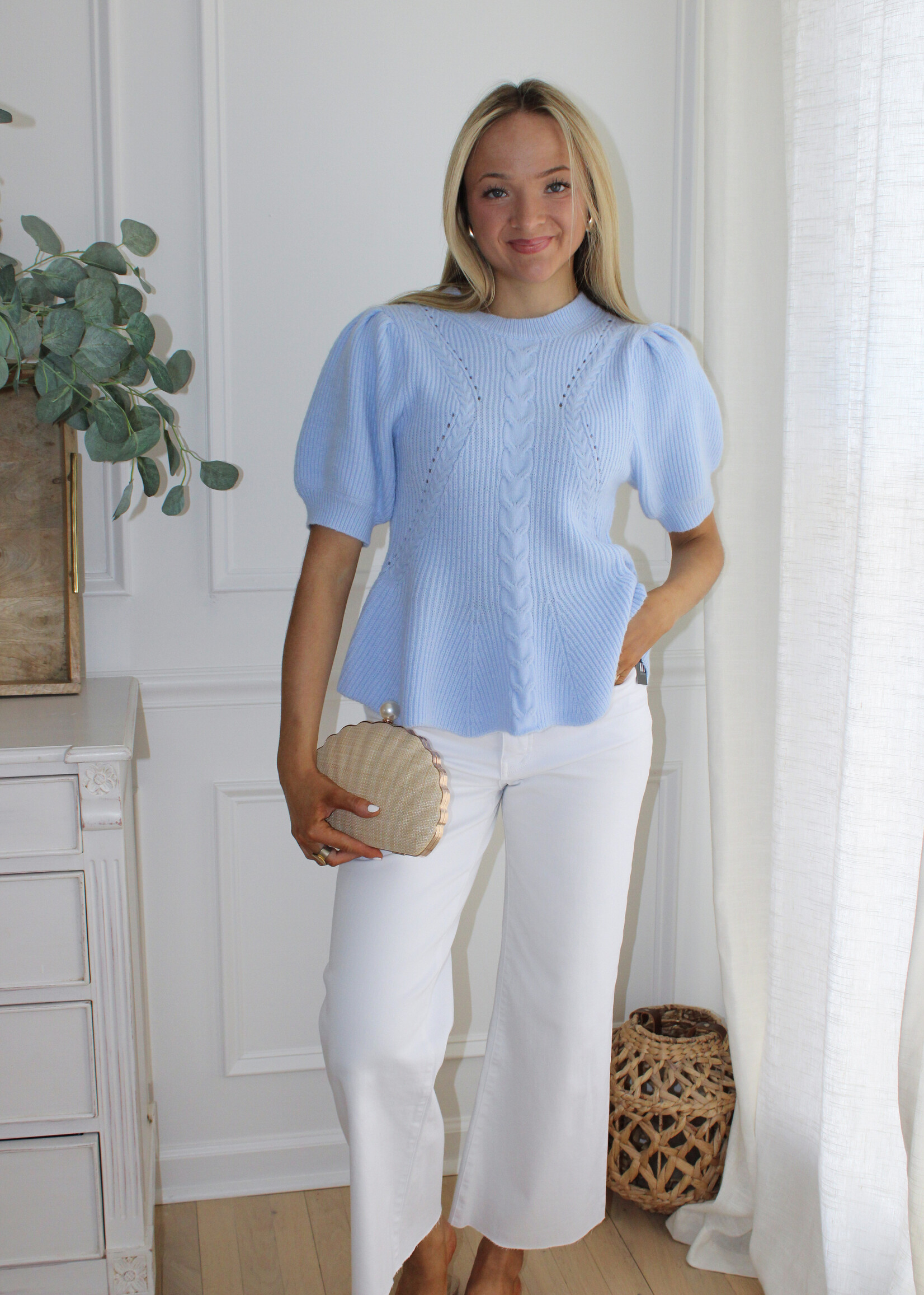 Desiree Flared Puff Sleeve Knit Top