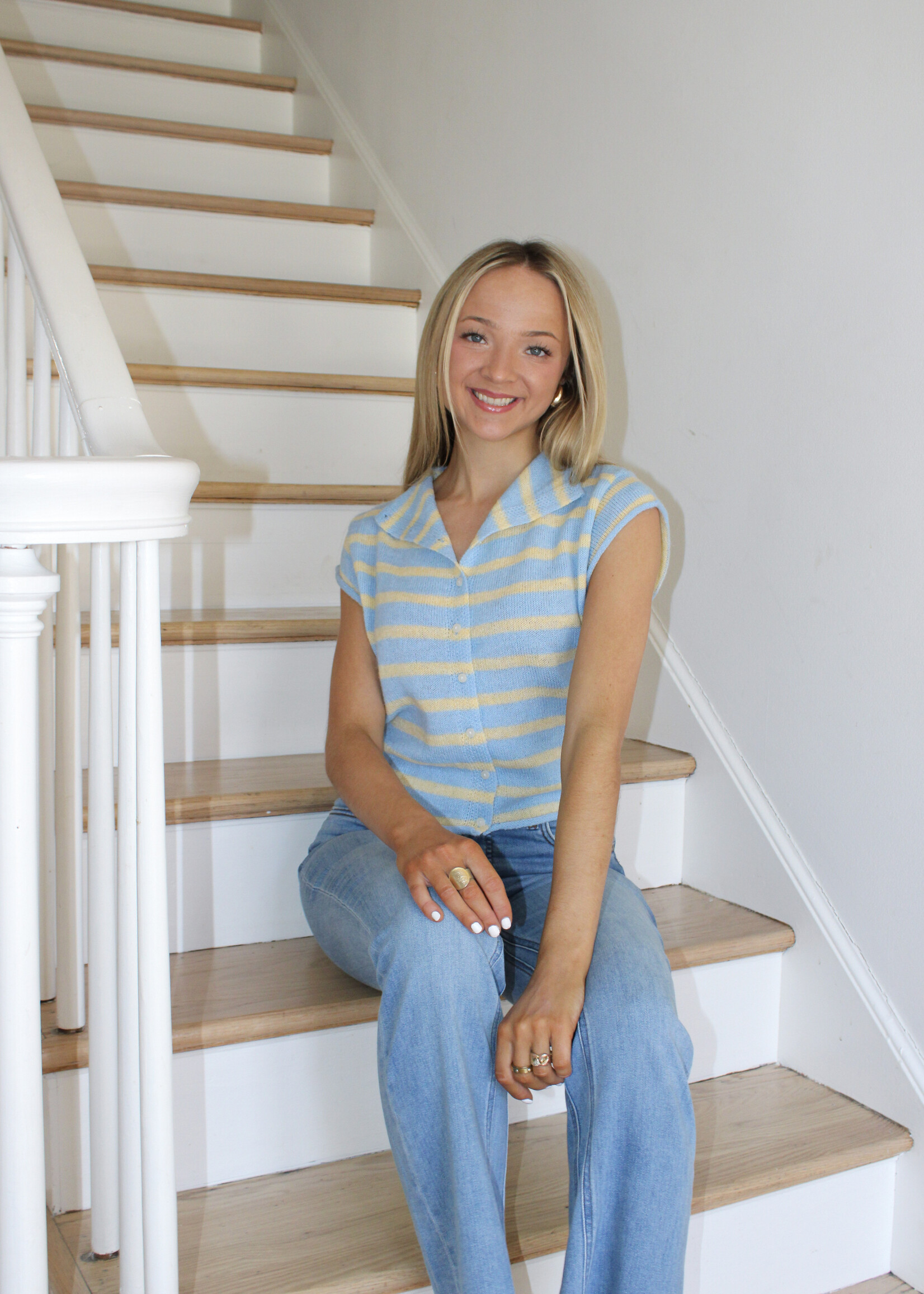 Jenna High Neck Striped Sweater