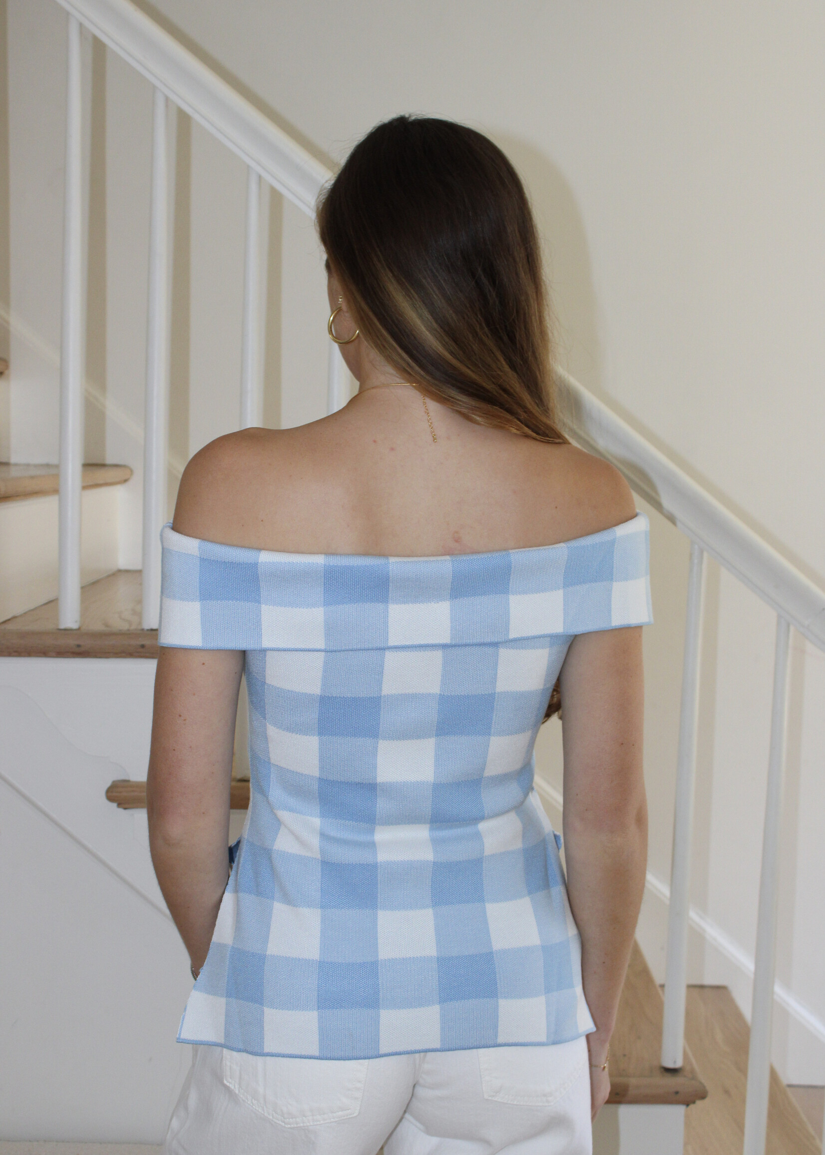 Kaylee OTS Gingham Top