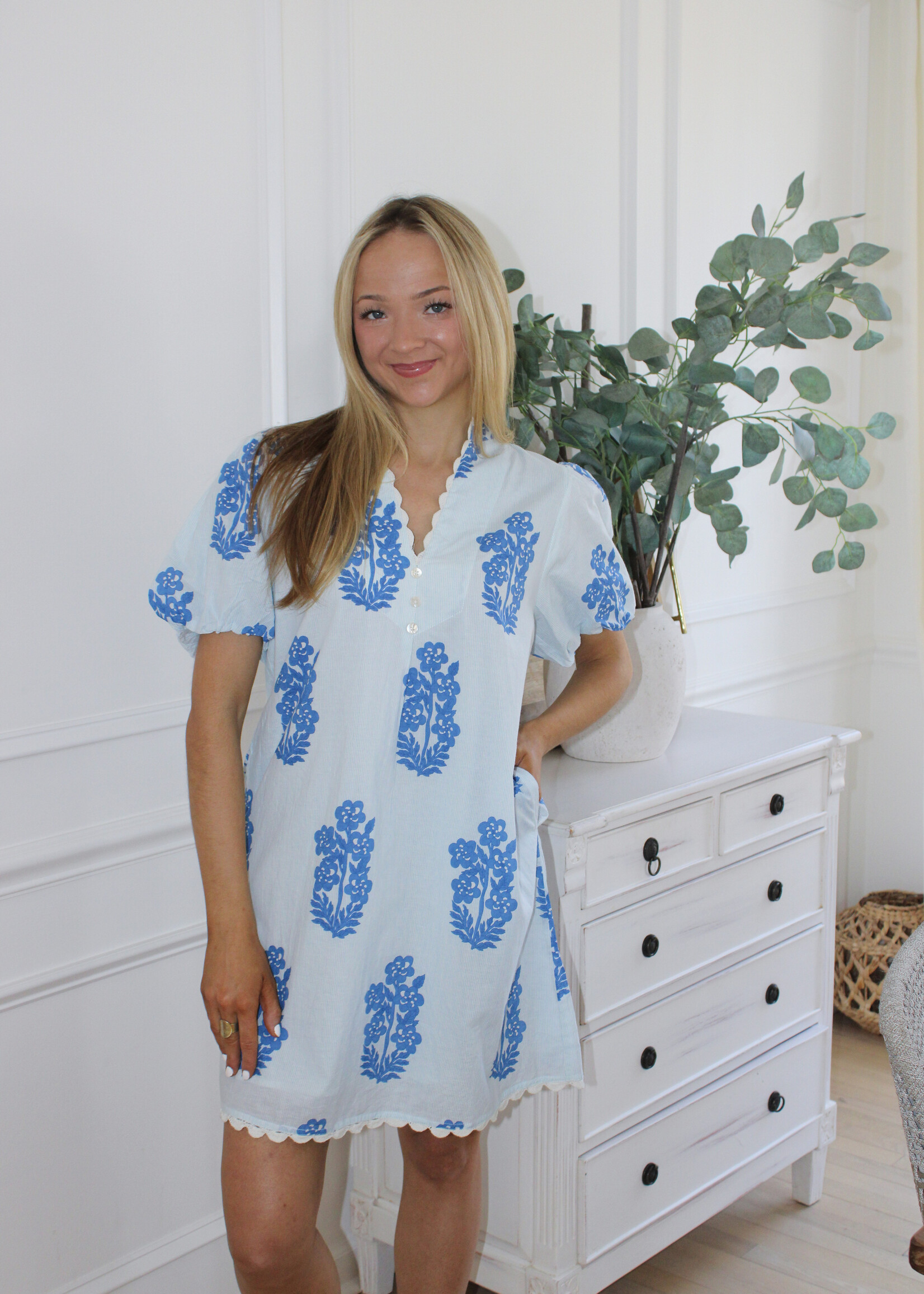 Hannah Puff Sleeve Floral V Neck Dress