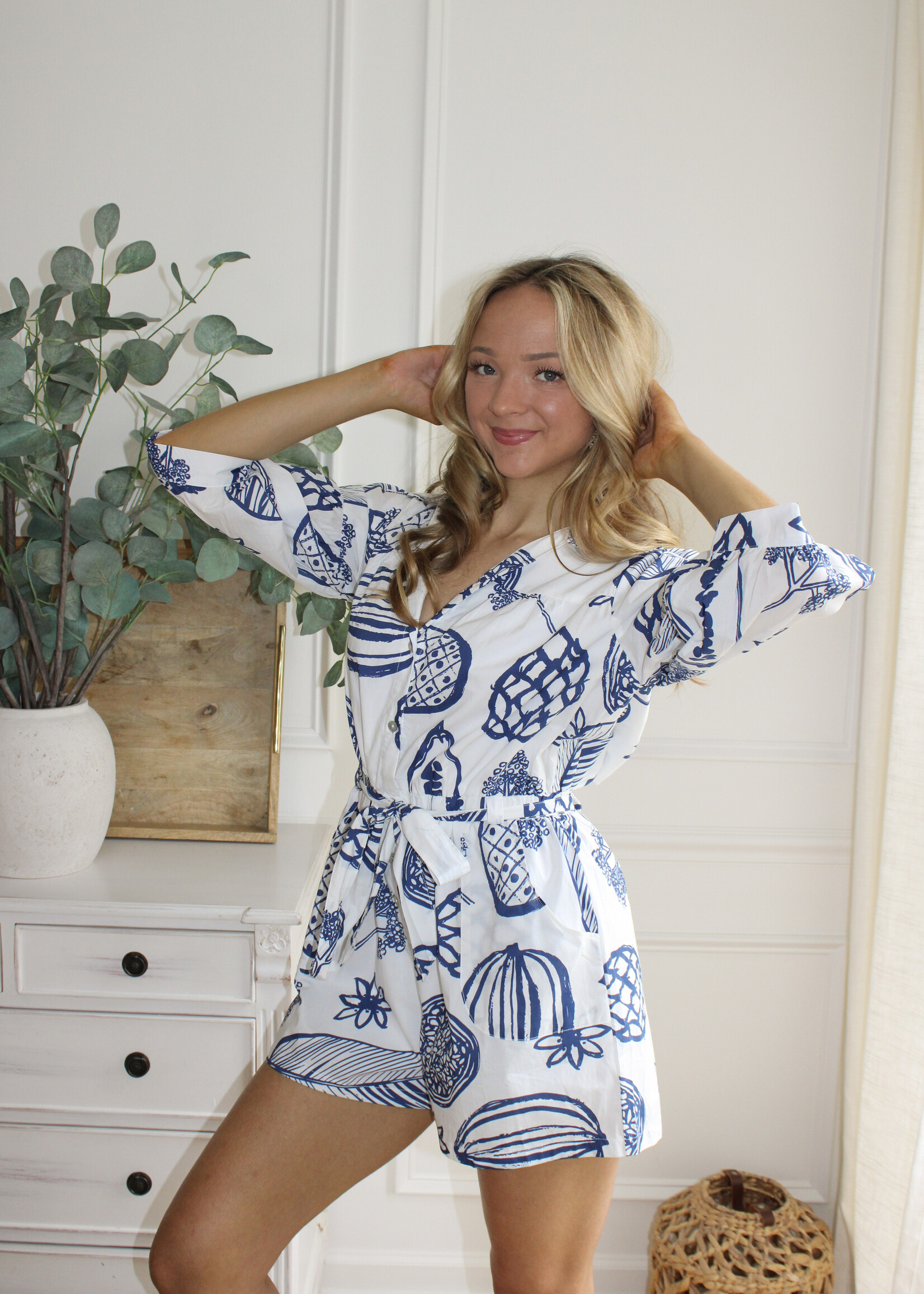 Arden Fruit Delight Collared Romper