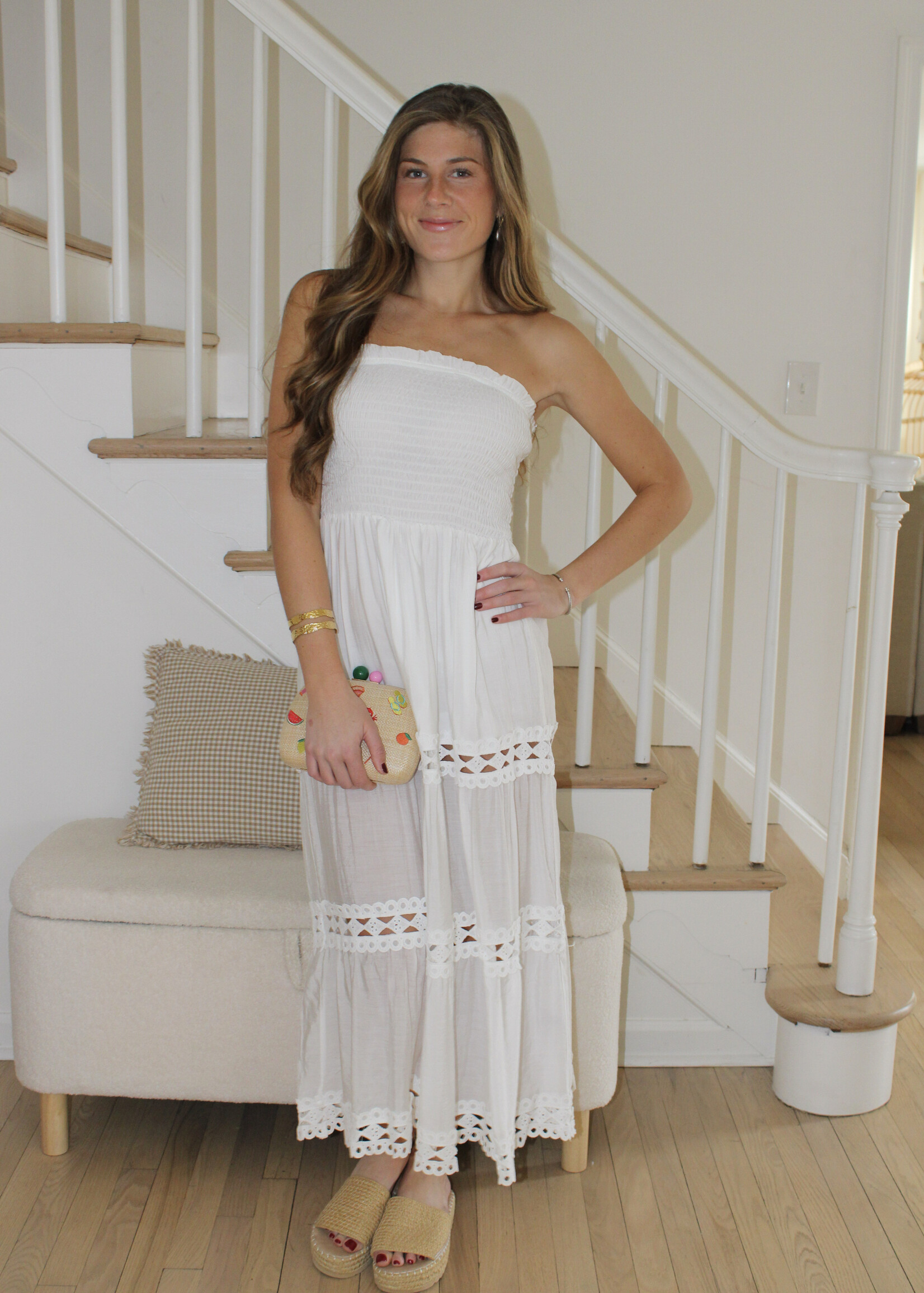 Tia Strapless Eyelet Maxi Dress