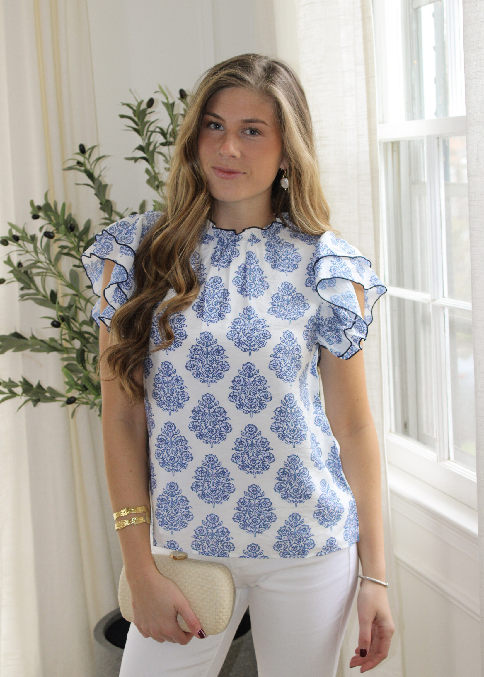 Idabelle Flutter Sleeve Top