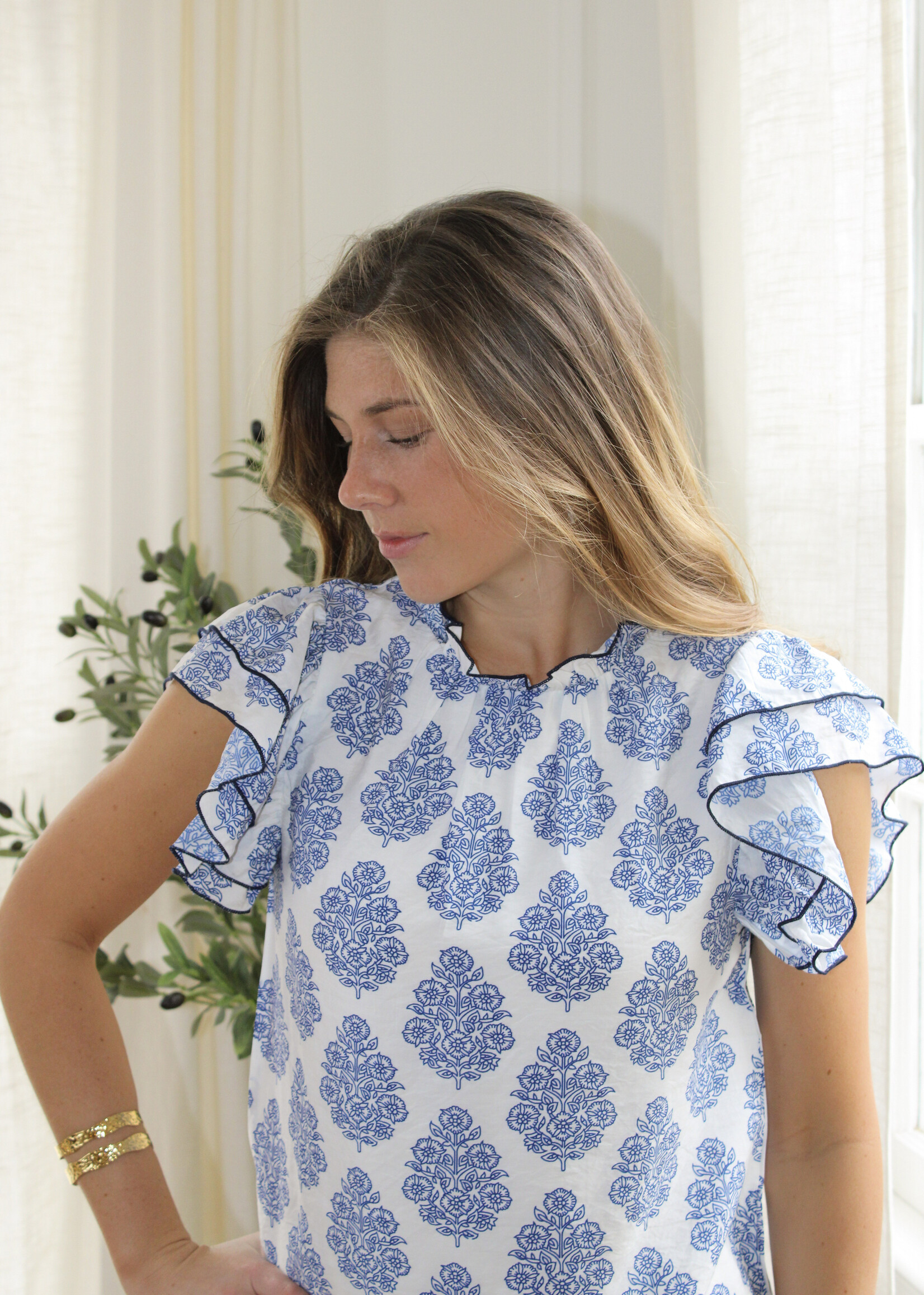 Idabelle Flutter Sleeve Top