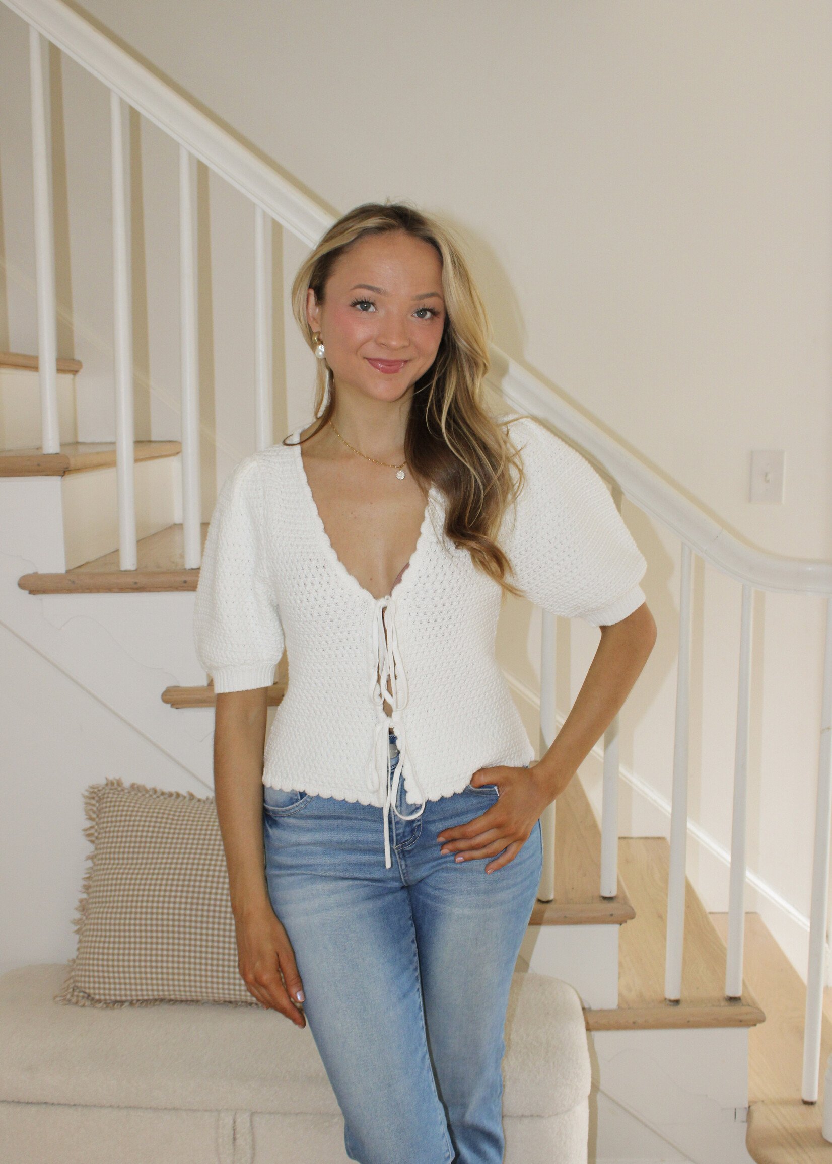 Auitane Tie Front Knit Top