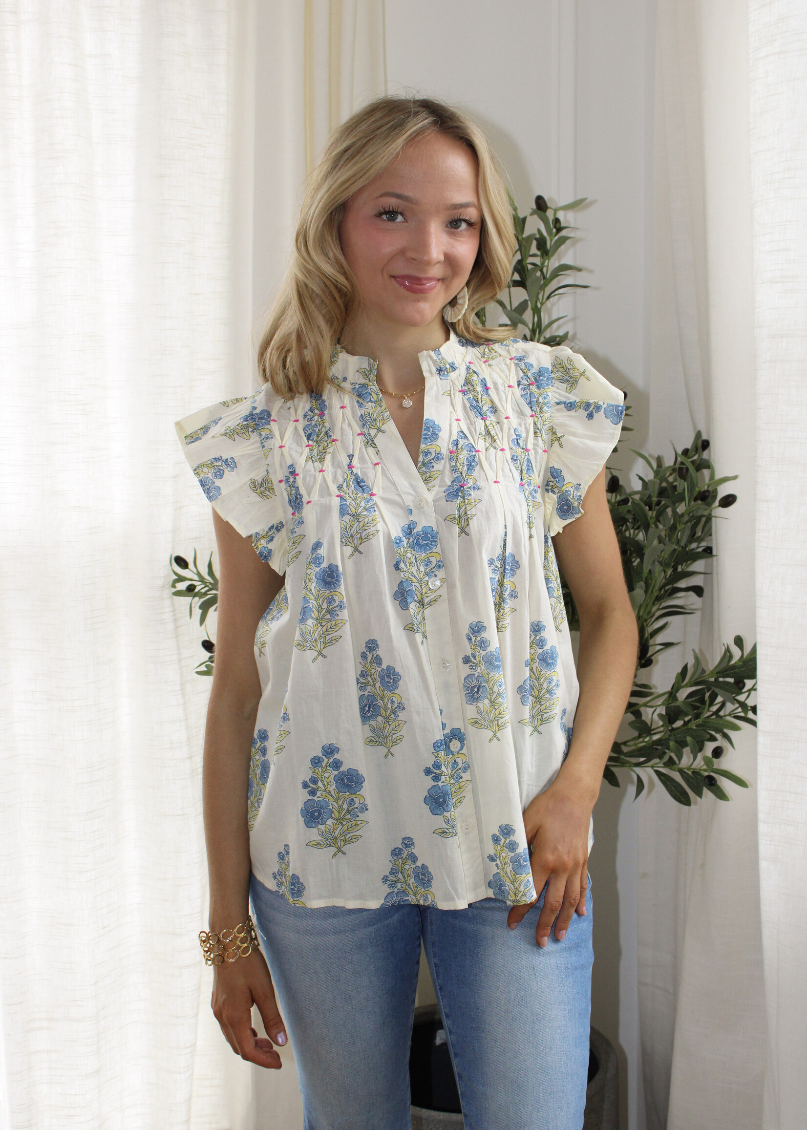 Katrina Flutter Sleeve Floral Top