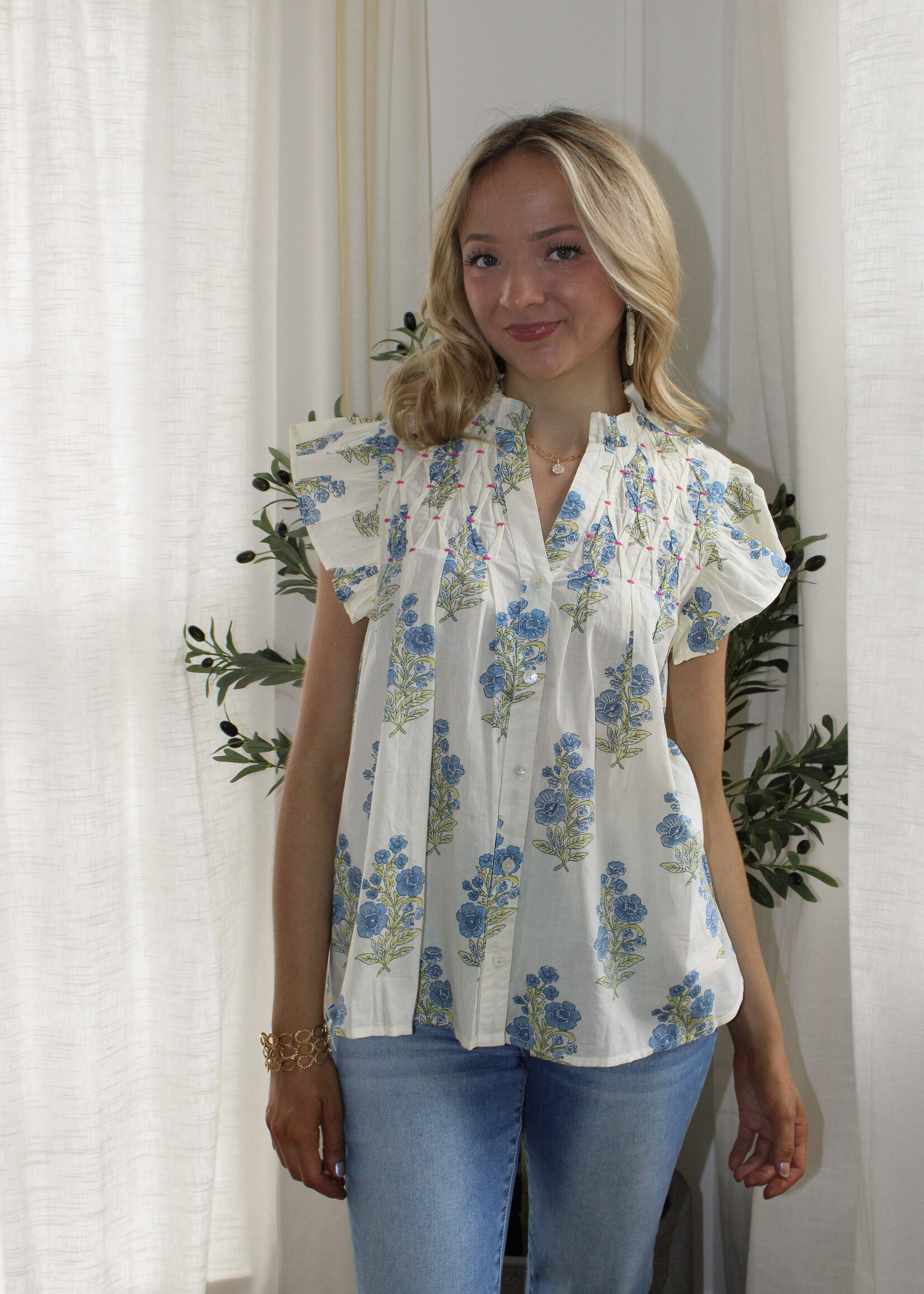 Katrina Flutter Sleeve Floral Top