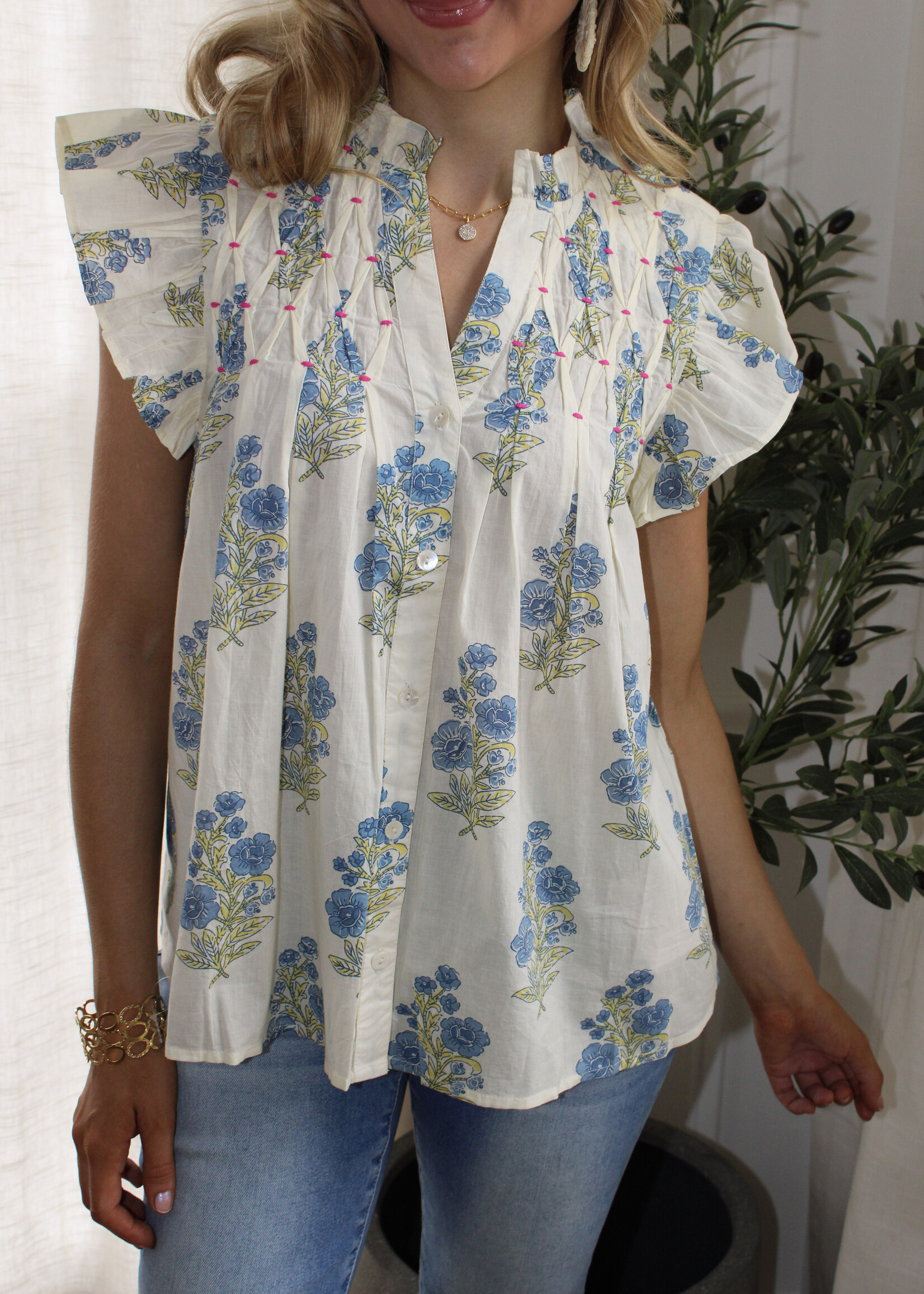 Katrina Flutter Sleeve Floral Top