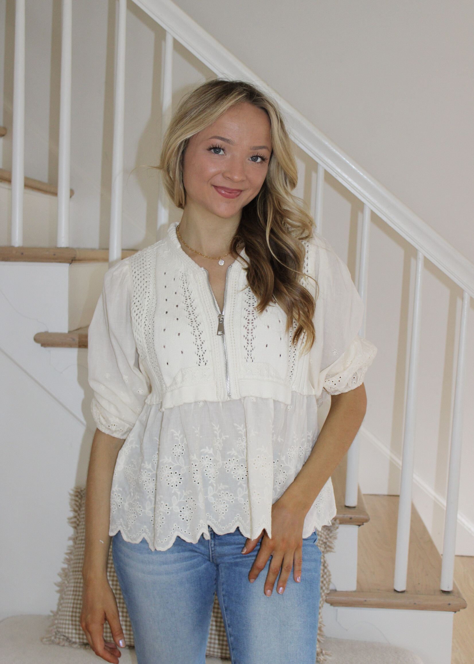 Valerie Mix Media Babydoll Sweater