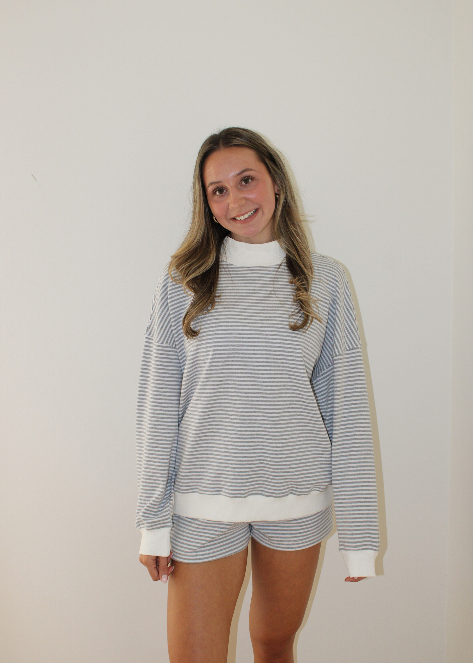 Elvira Mock Neck Stripe Sweatshirt