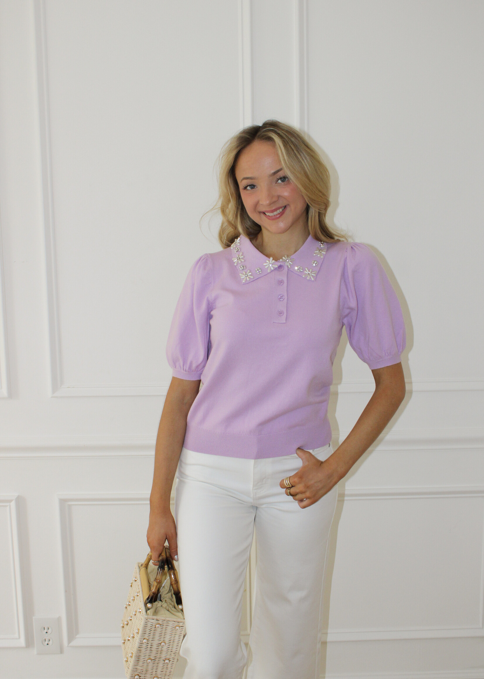 Kayte Beaded Detail Collar Sweater