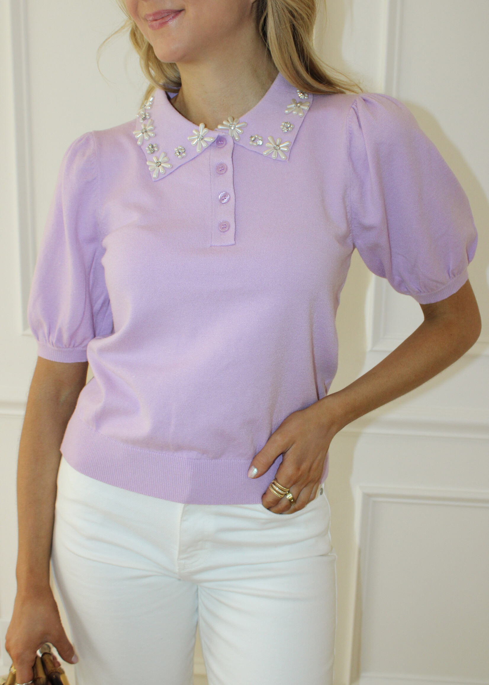 Kayte Beaded Detail Collar Sweater