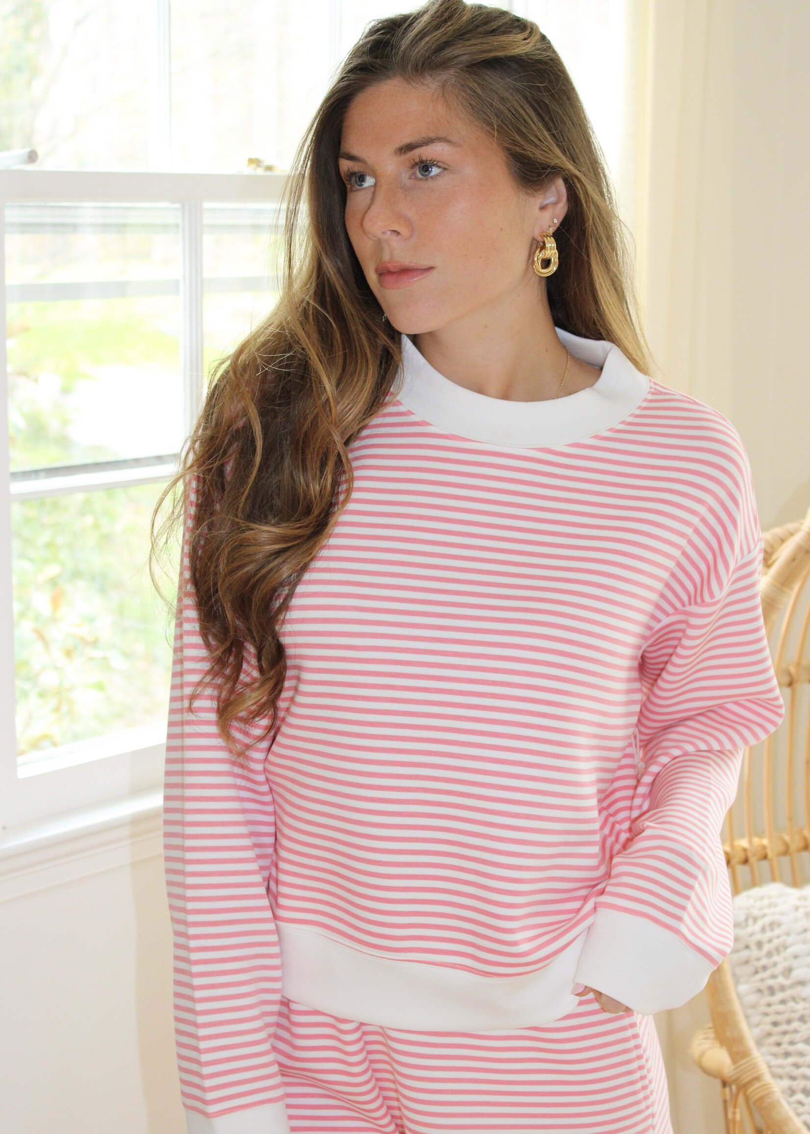 Lewes Striped Cloud Fleece Mockneck