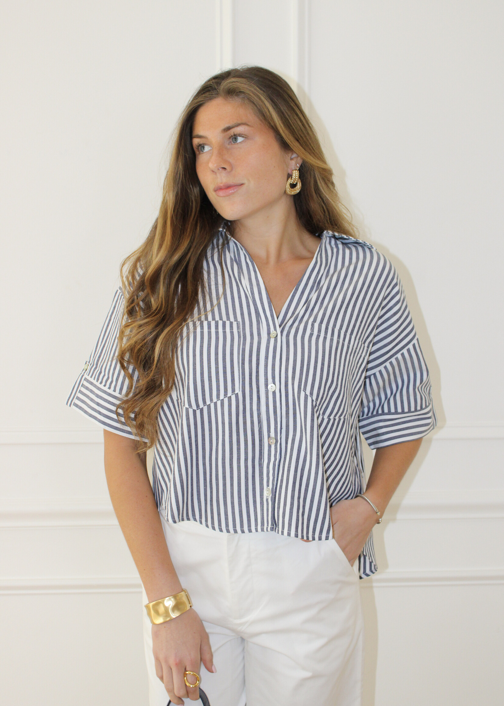 Kristen Stripe Pocket Top