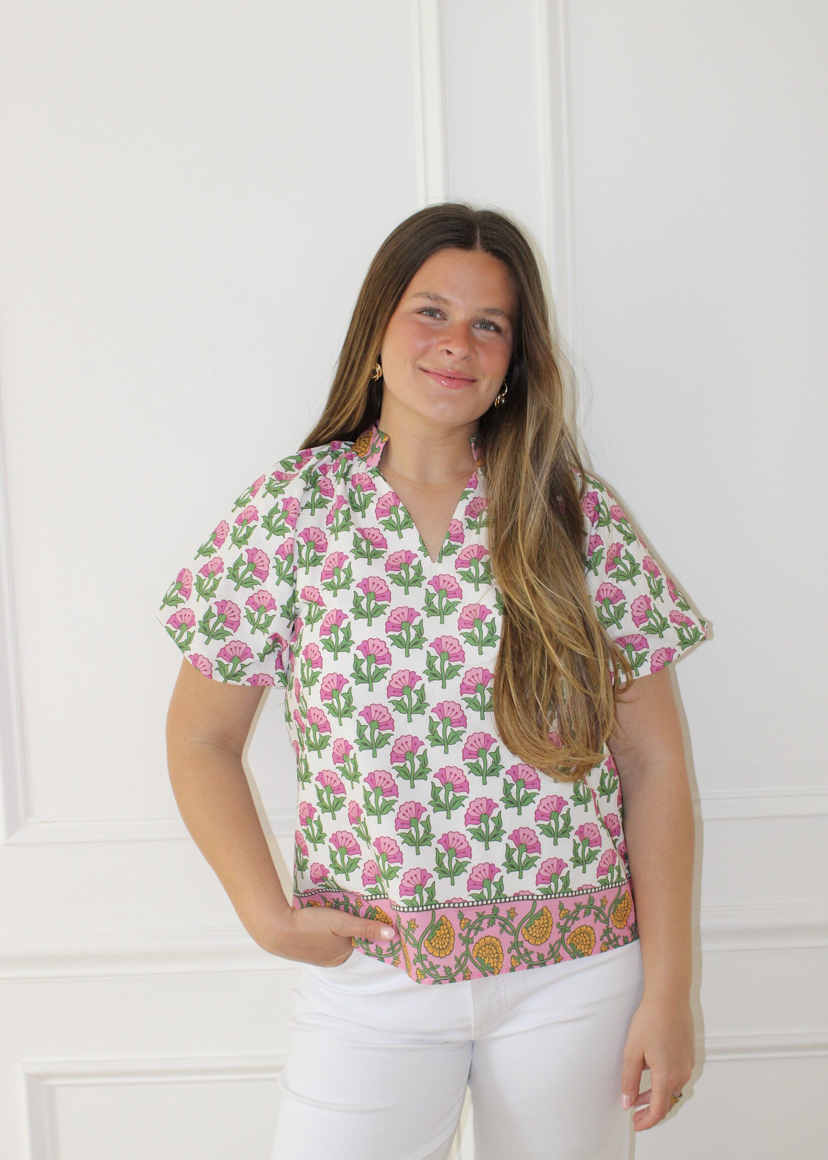 Alessi Floral Bubble Sleeve Top