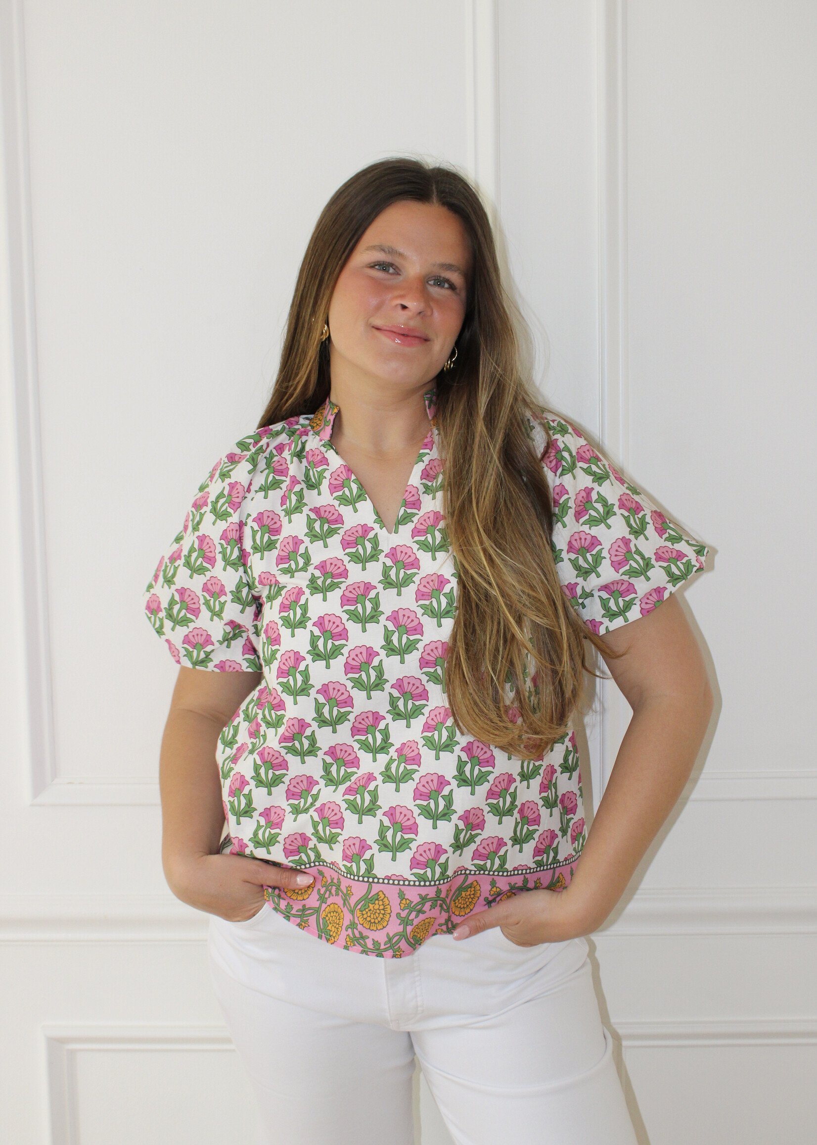 Alessi Floral Bubble Sleeve Top