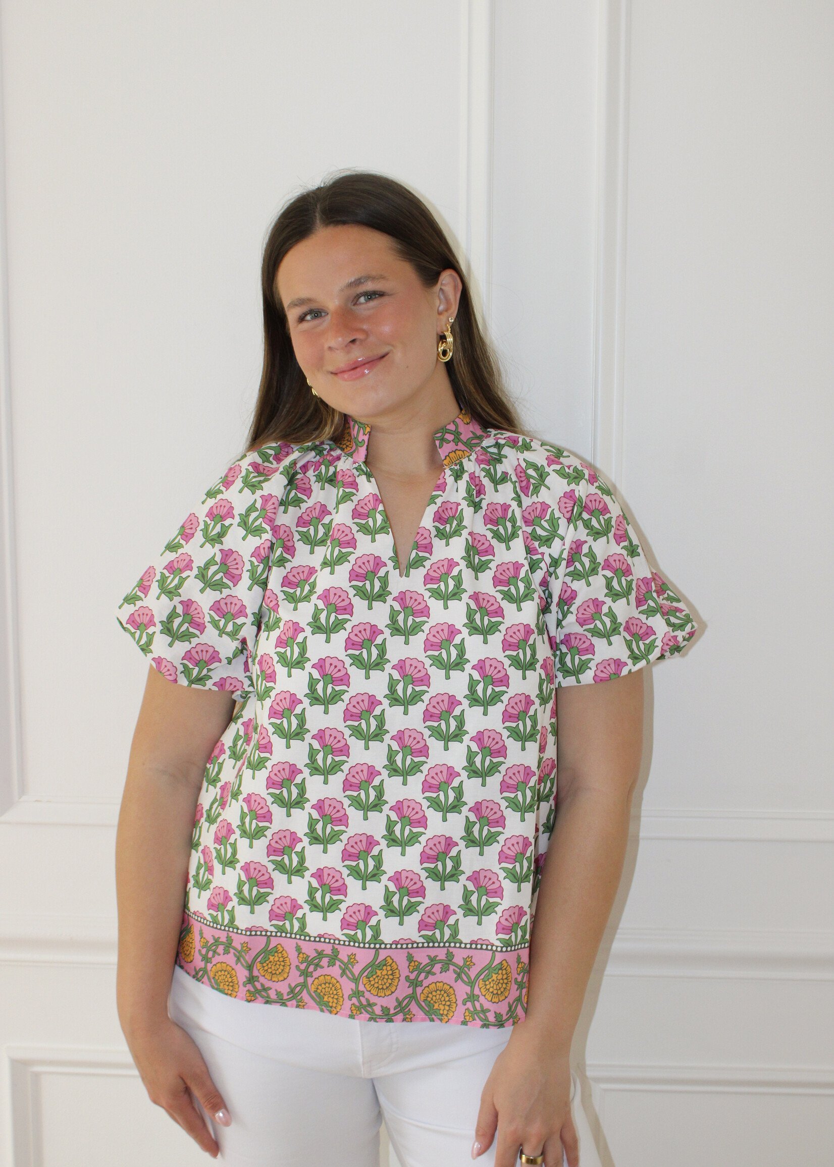 Alessi Floral Bubble Sleeve Top