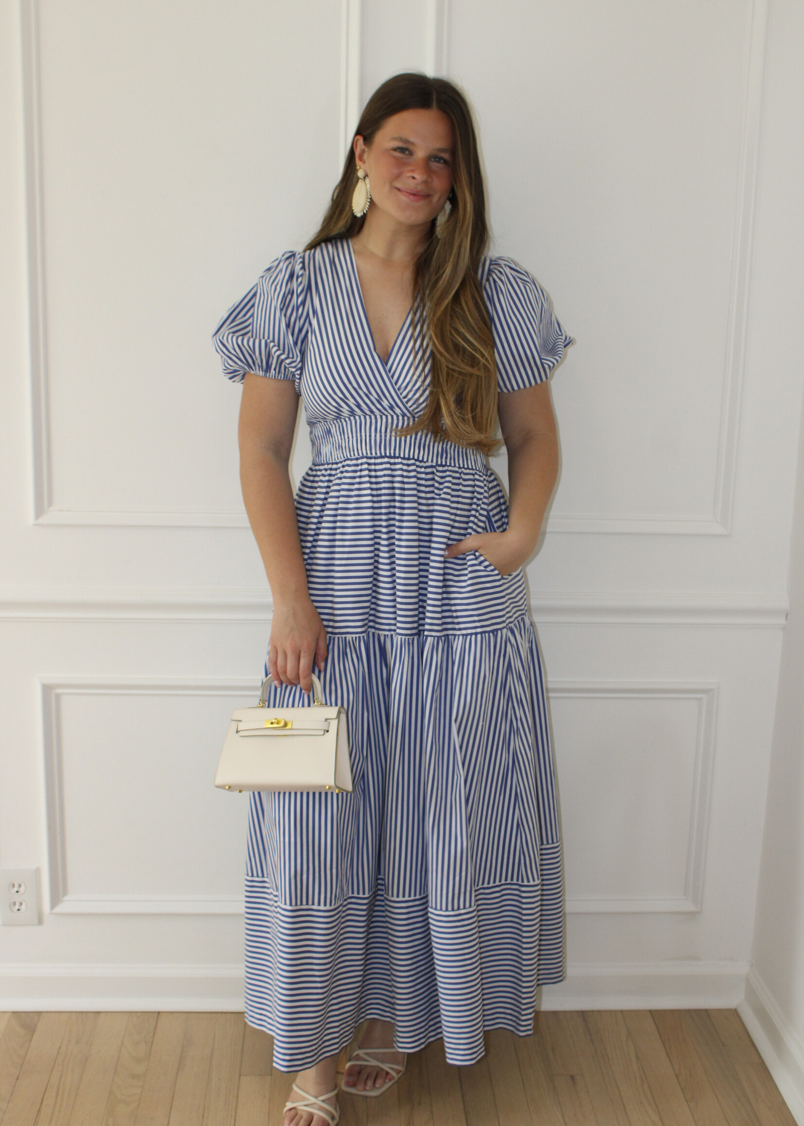 Adrianna Striped Tiered Maxi Dress