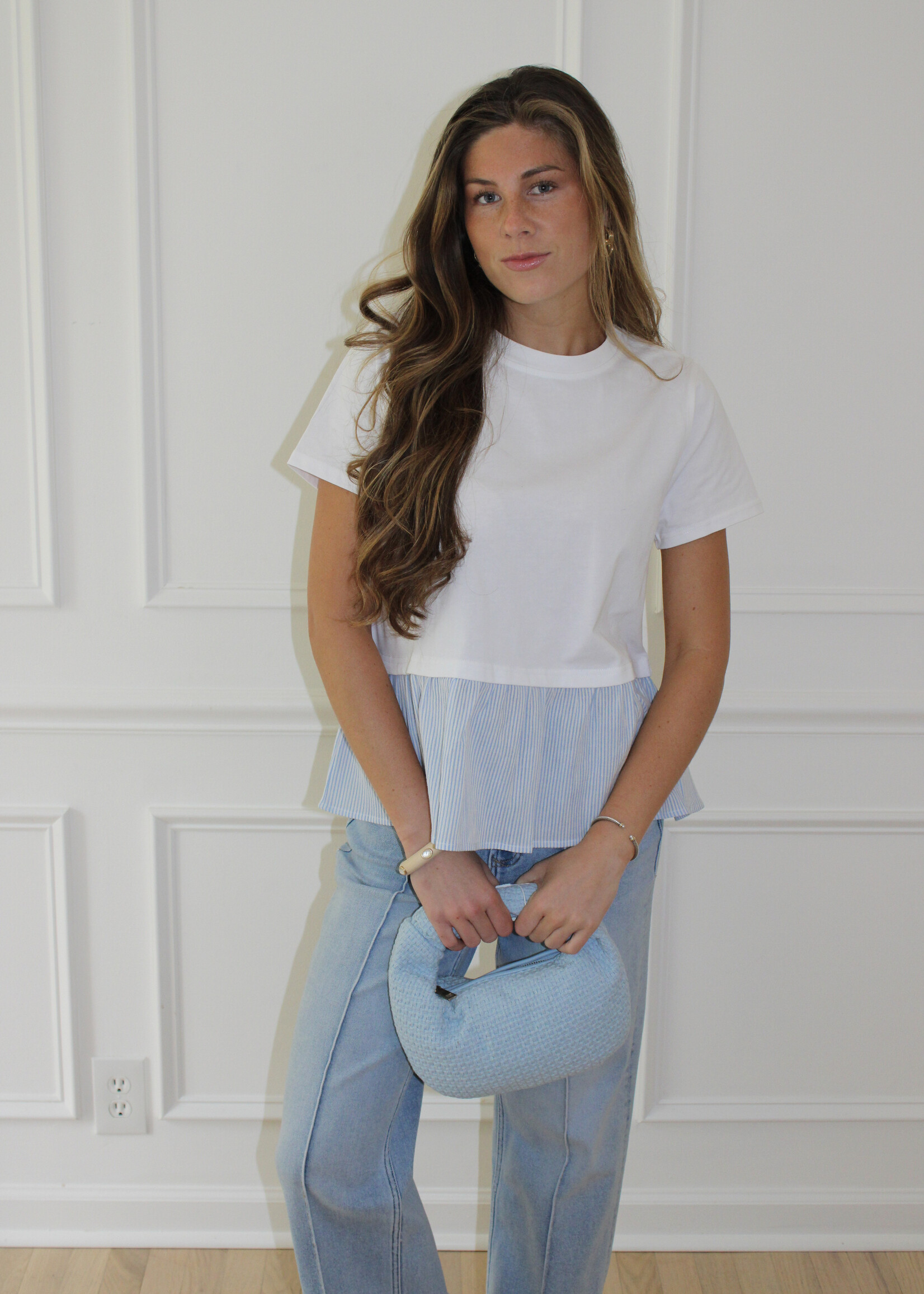 Kristina Mixed Media Peplum Top