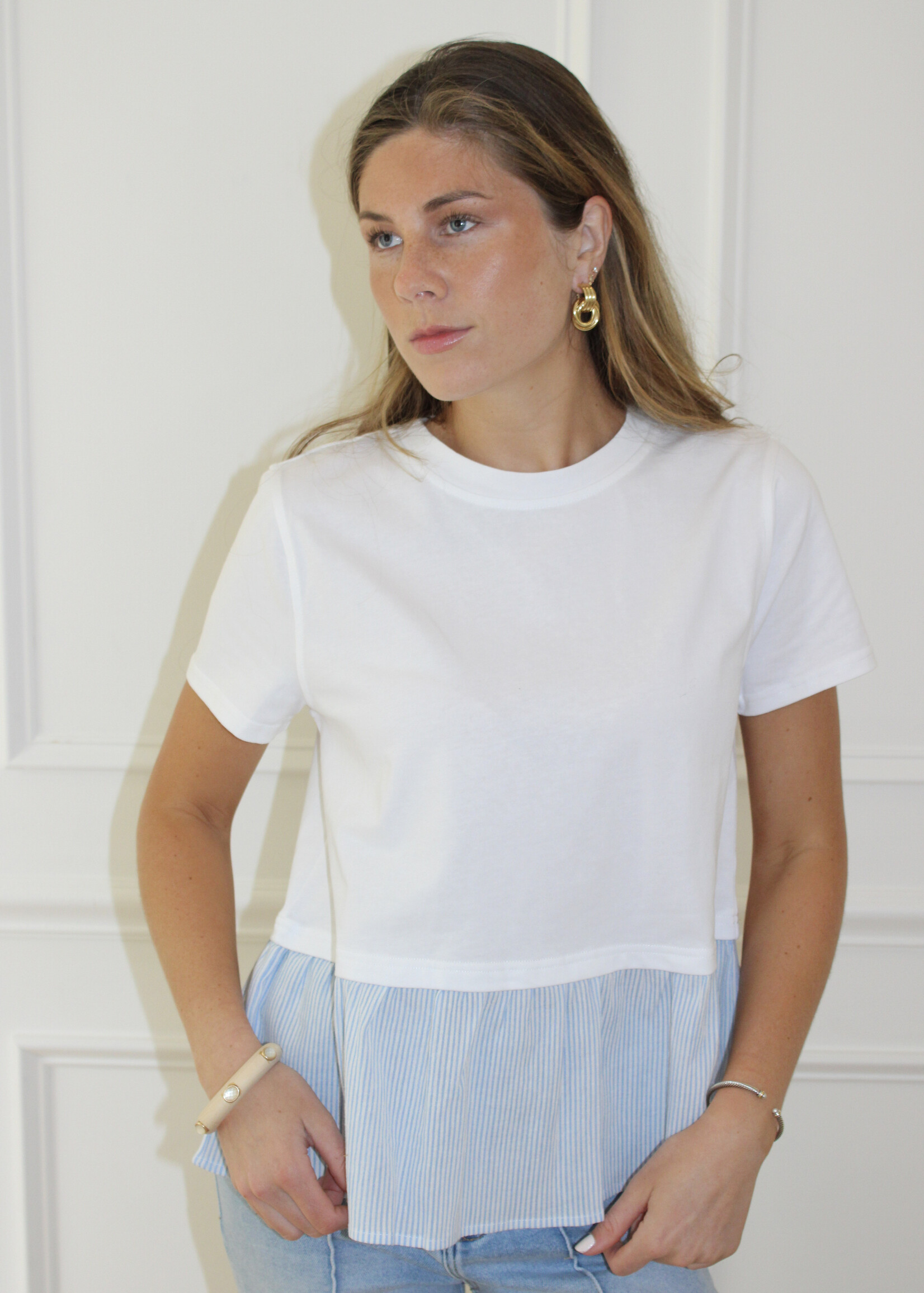 Kristina Mixed Media Peplum Top