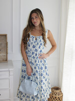 Cienna Floral Lace Trim Tie Front Midi Dress