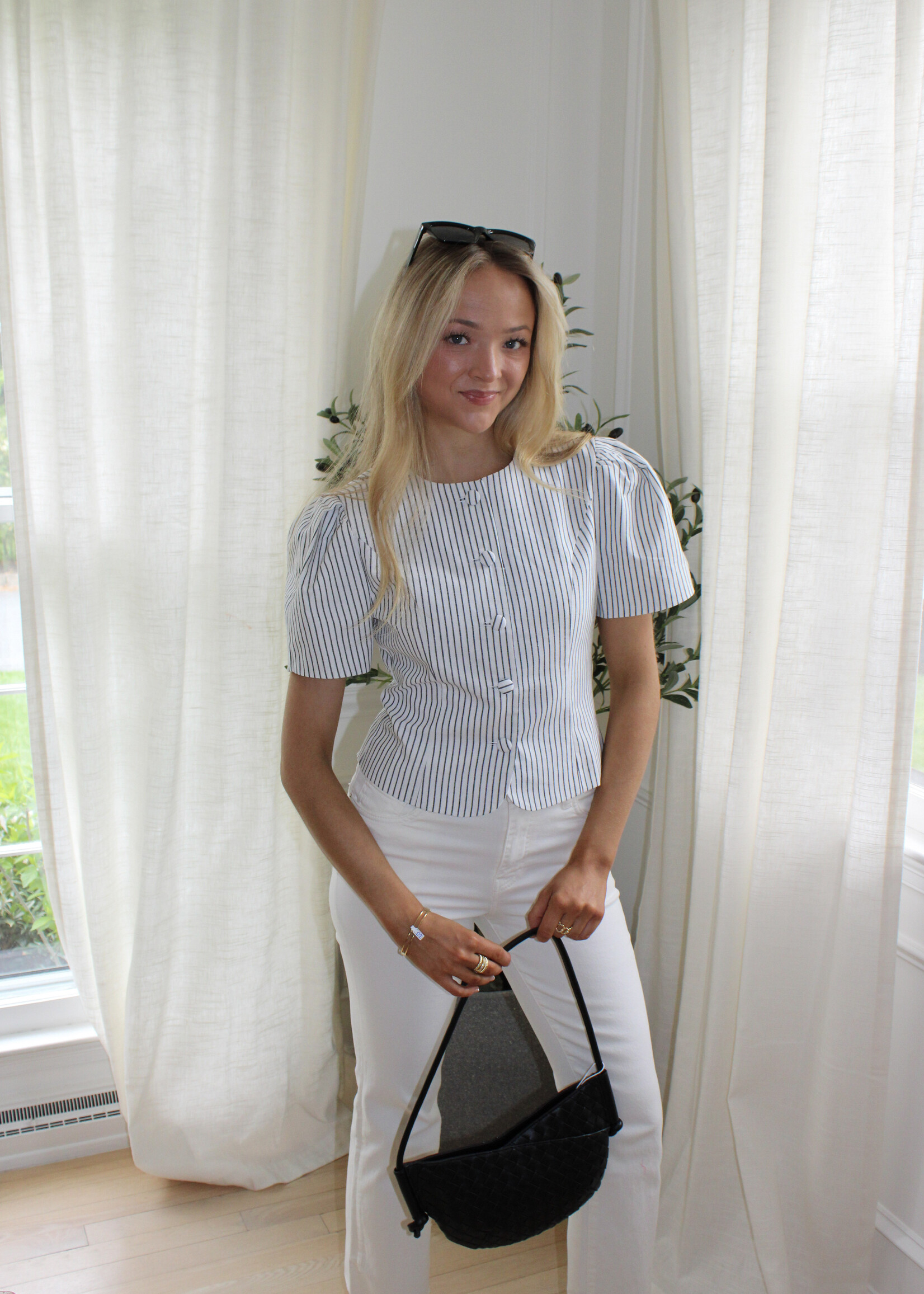 Laurent Stripe Puff Sleeve Blouse