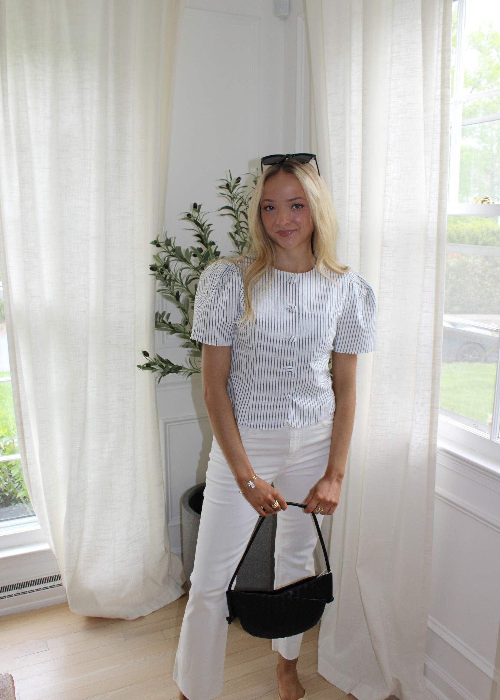 Laurent Stripe Puff Sleeve Blouse