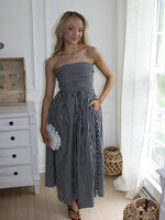 Bethany Stripe Strapless Flare Maxi Dress