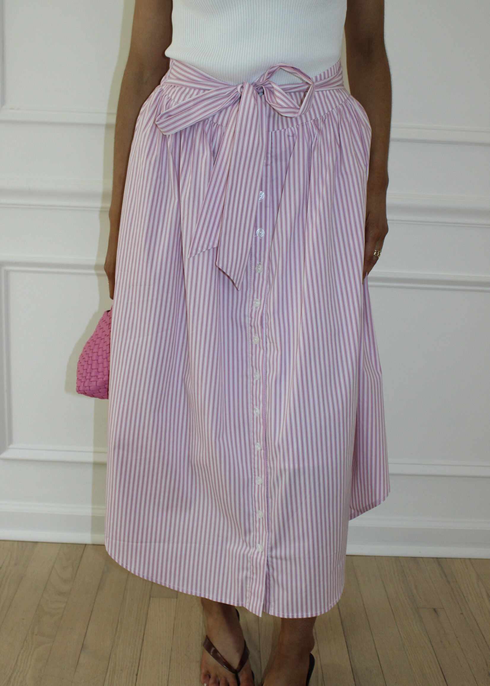 Cressida Stripe Round Hem Midi Skirt
