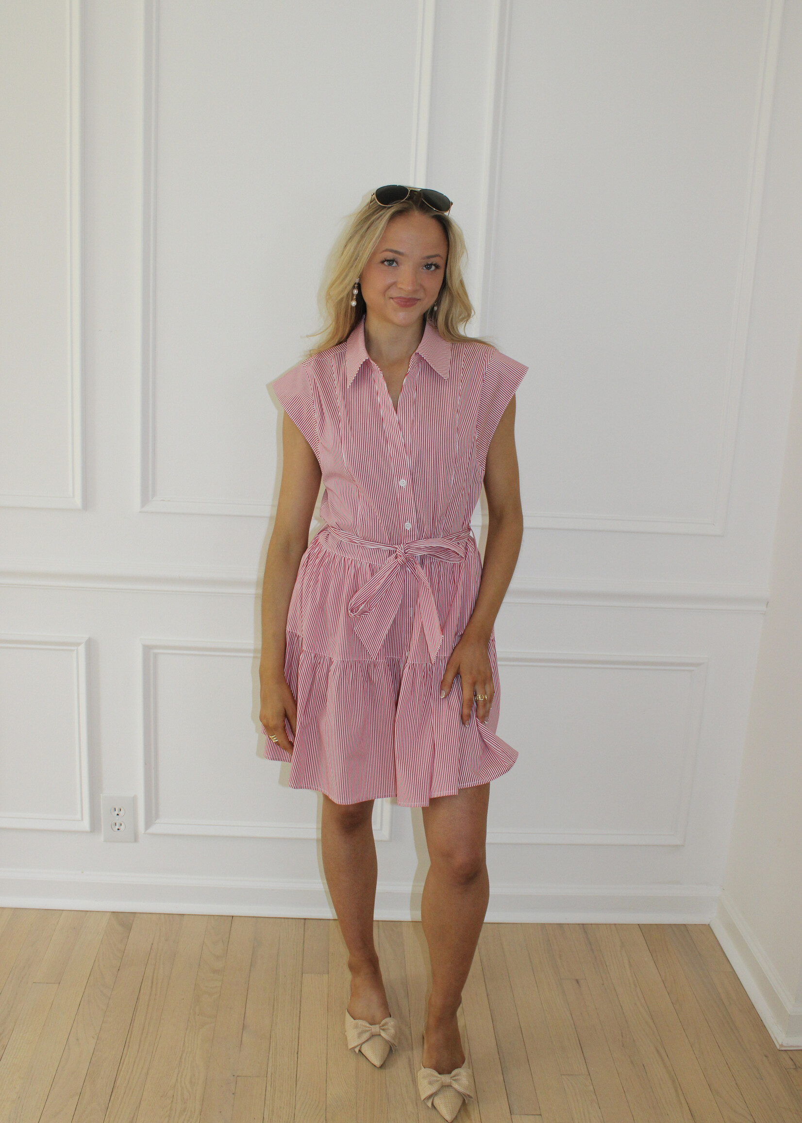 Alexa Cap Sleeve Tied Belt Dress