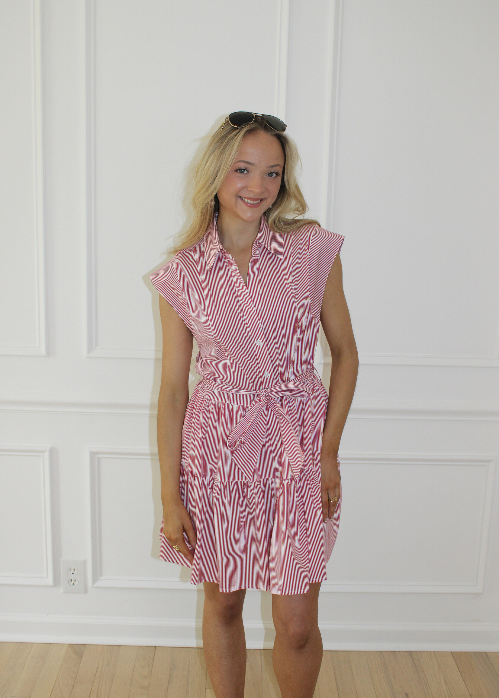 Alexa Cap Sleeve Tied Belt Dress