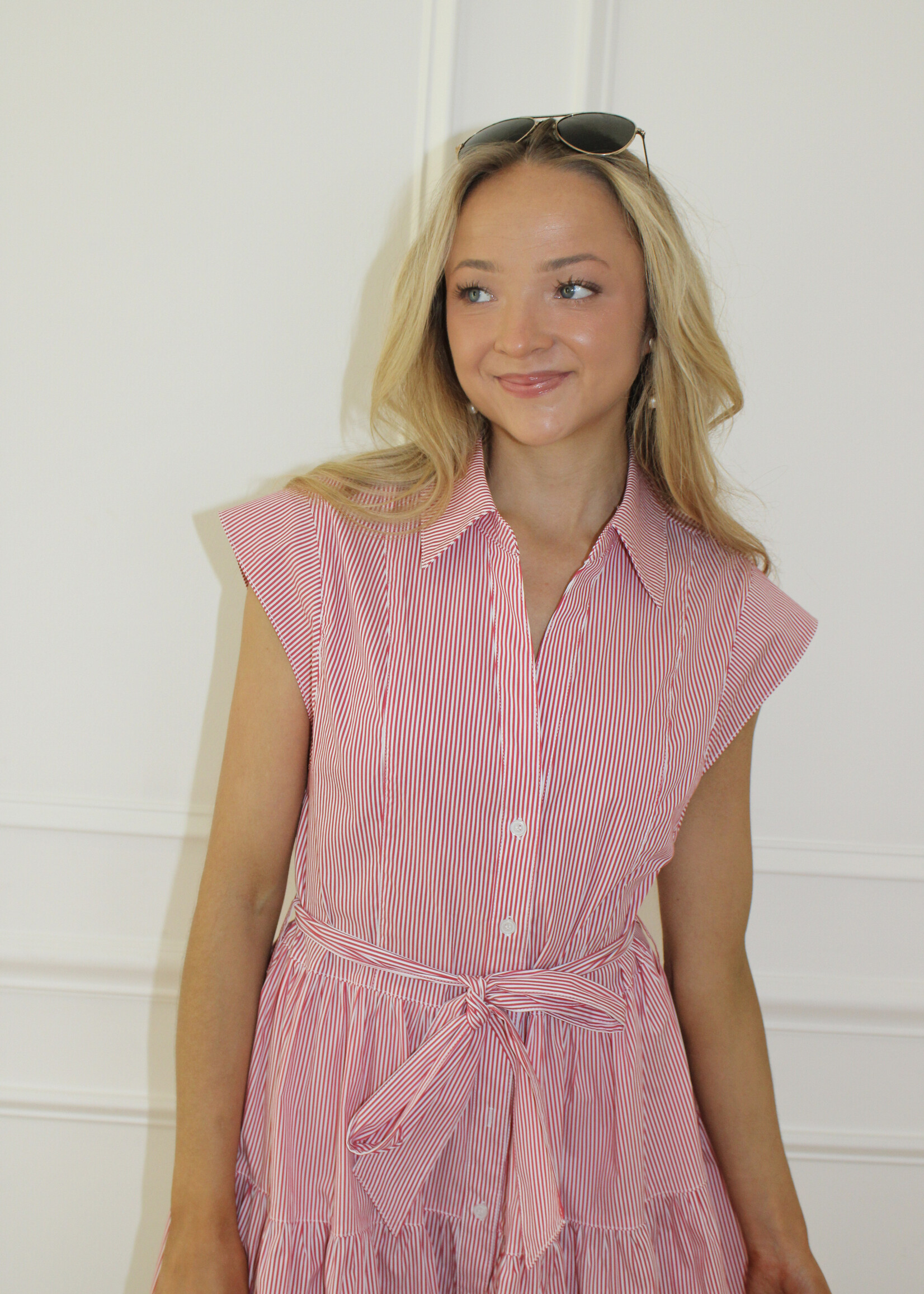 Alexa Cap Sleeve Tied Belt Dress