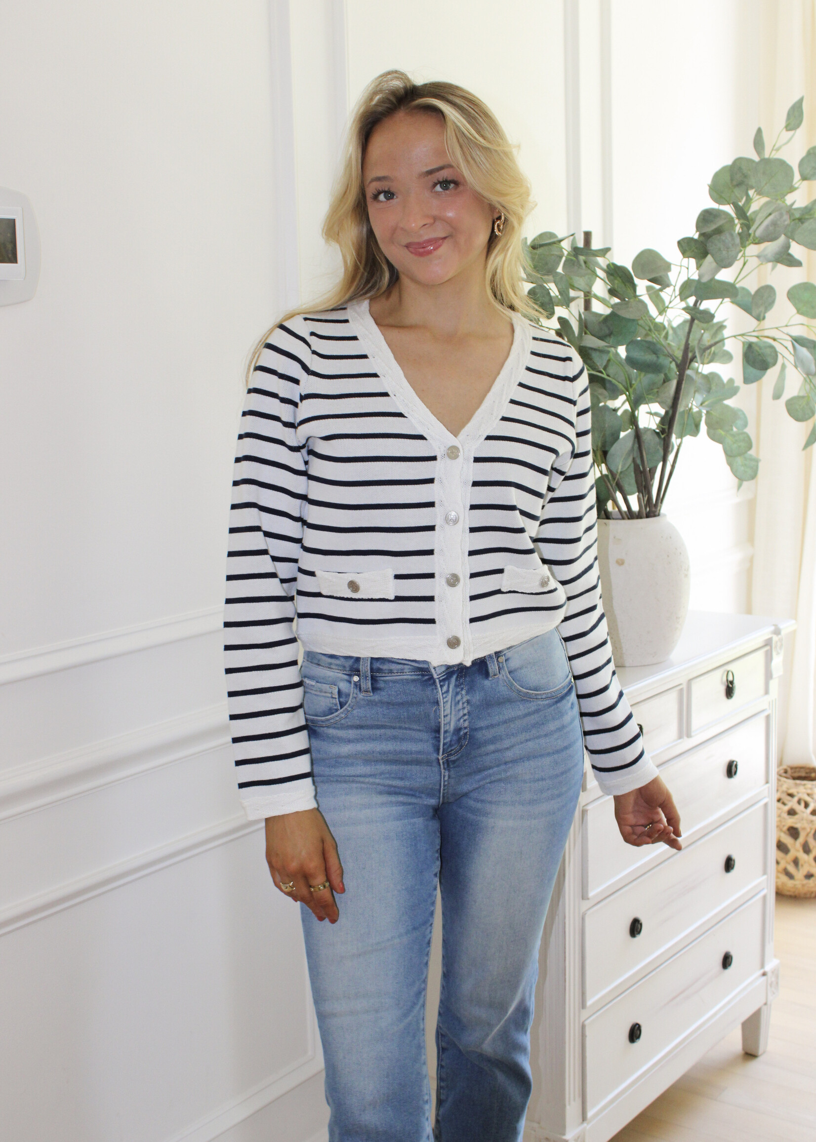 Blair Striped Button Cardigan