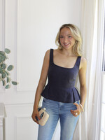 Demetris Linen Peplum Tank Top