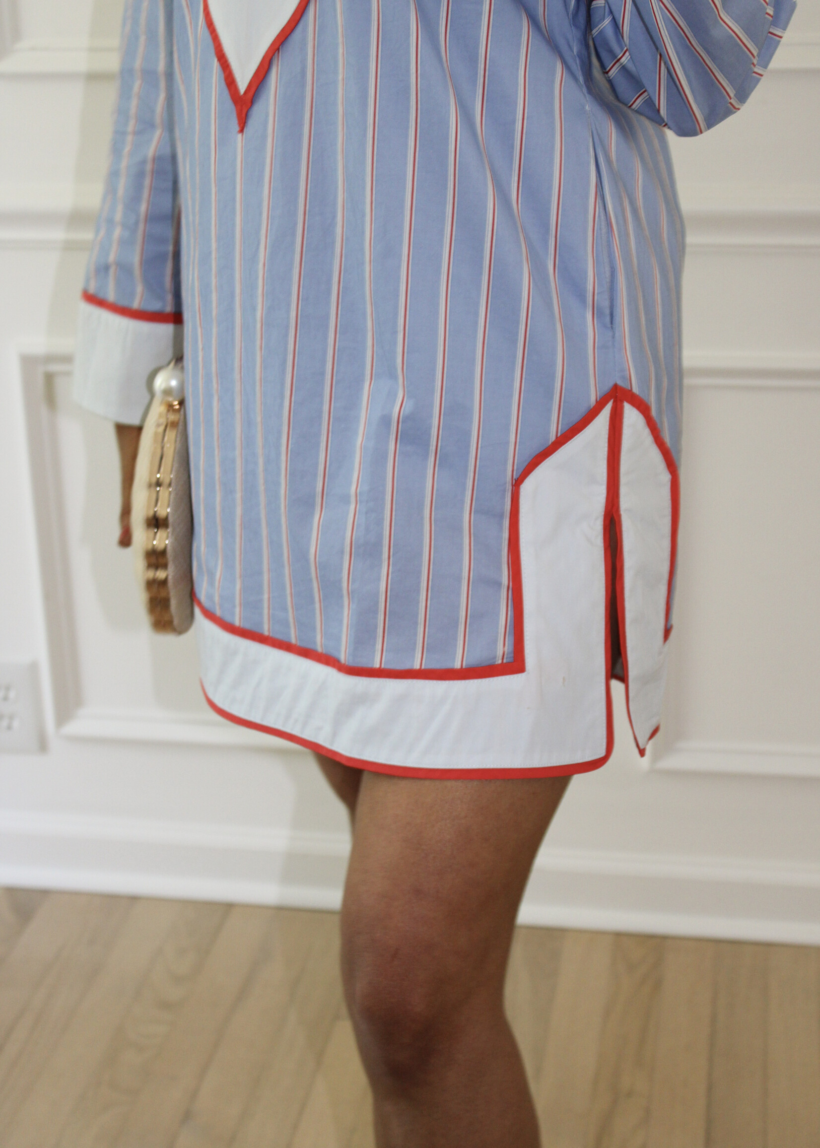Hanna Long Sleeve Striped V Neck Dress